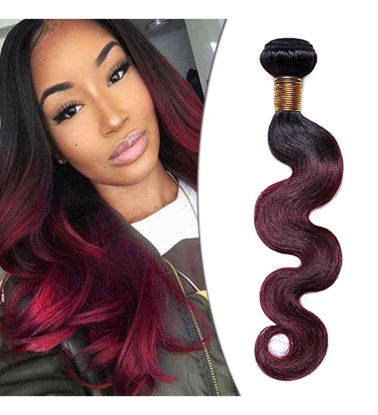 SEGO Brazilian Human Hair Bundles | 100% Unprocessed Body Wave Weave Extensions | Virgin Natural Black/Weinrot - 20 1 Bundle - Buy Online on GoSupps.com