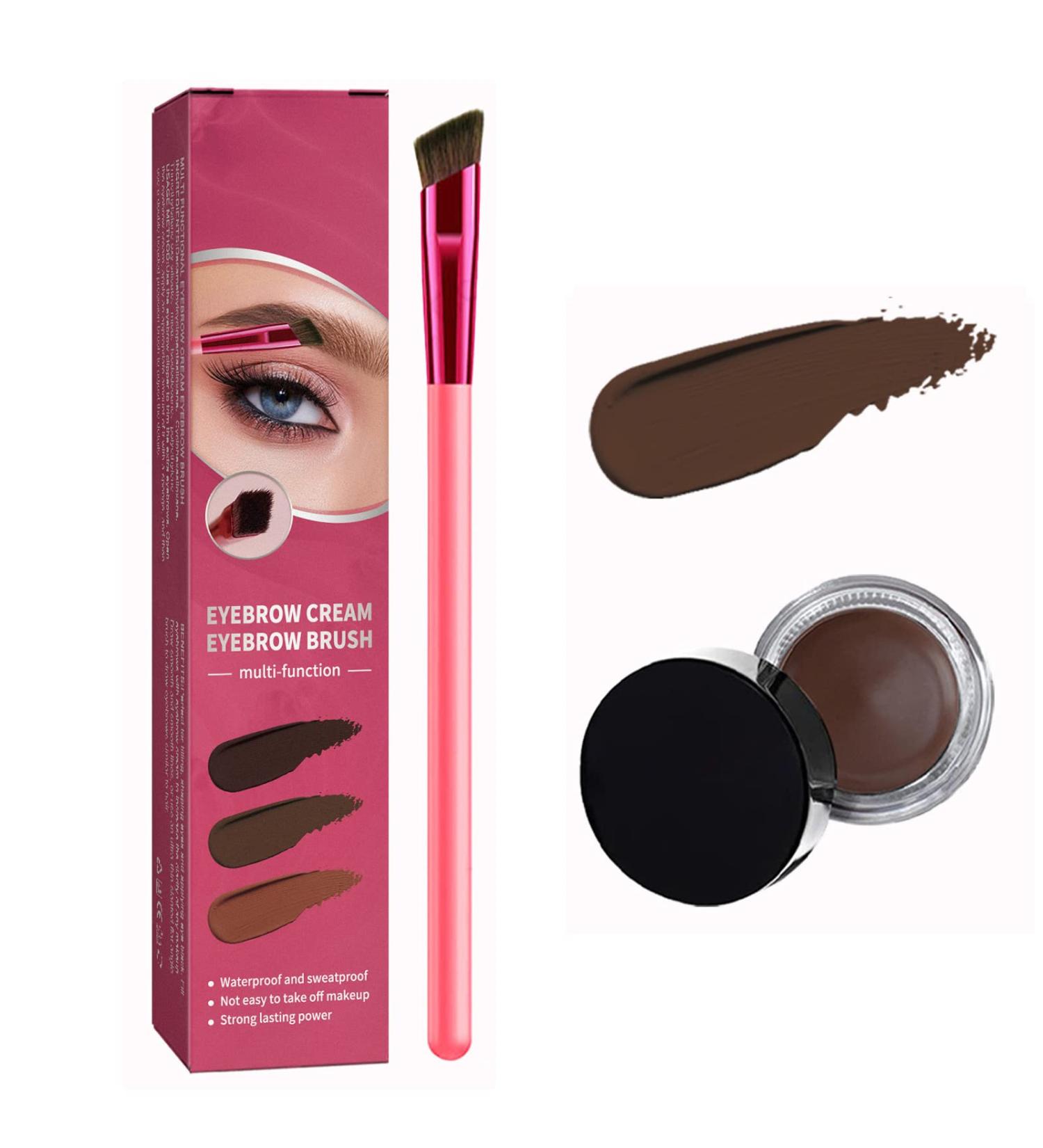 4D Hair Stroke Brow Stamp Brush Set with Mini Eyebrow Cream - Dark Brown - Buy Online on GoSupps.com