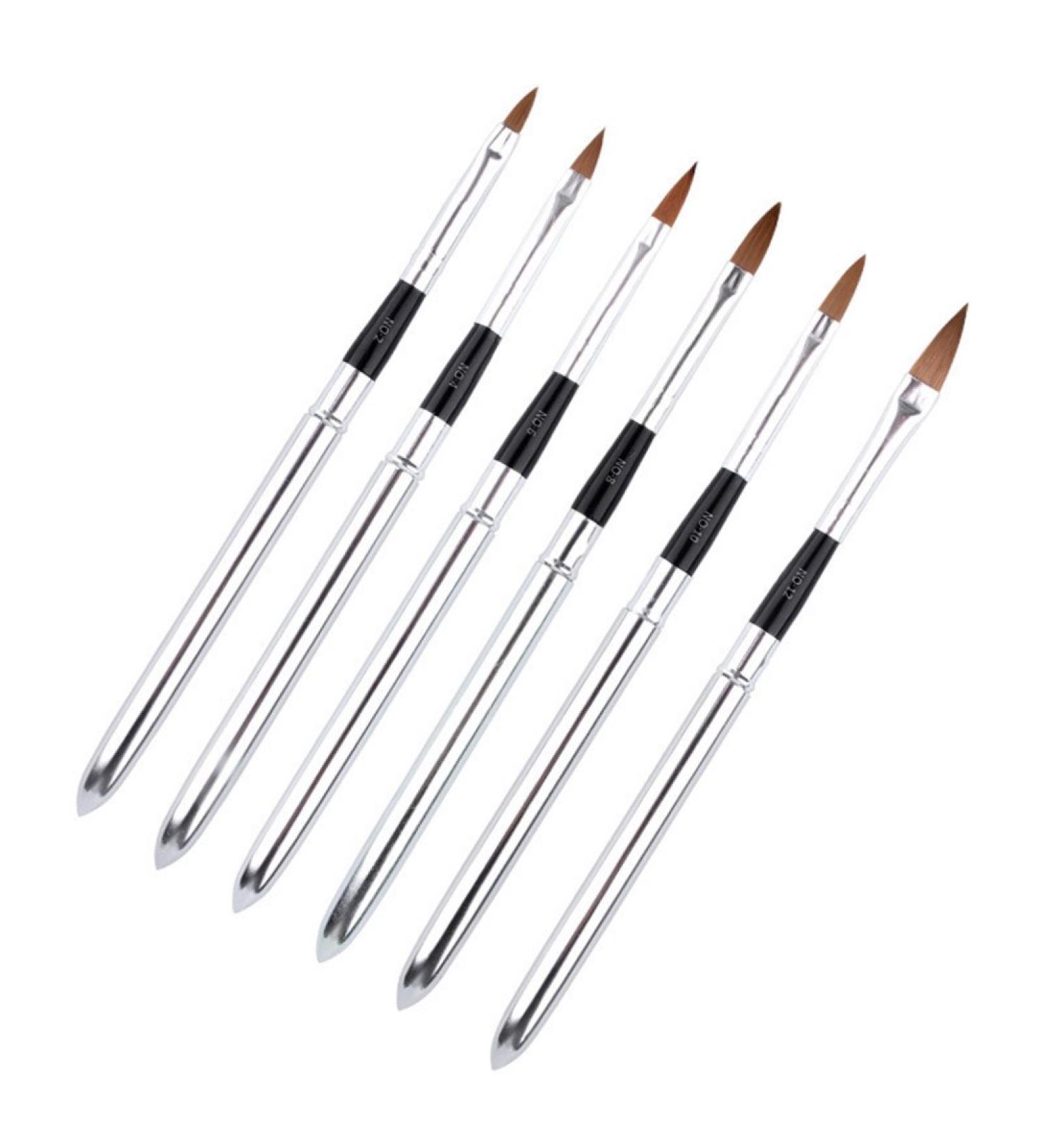 WOKOTO 6pcs Silver Metal Handle Nail Art Builder Brushes - 3D Pattern Design, Crystal Carve Brush - Detachable Set - Buy Online on GoSupps.com