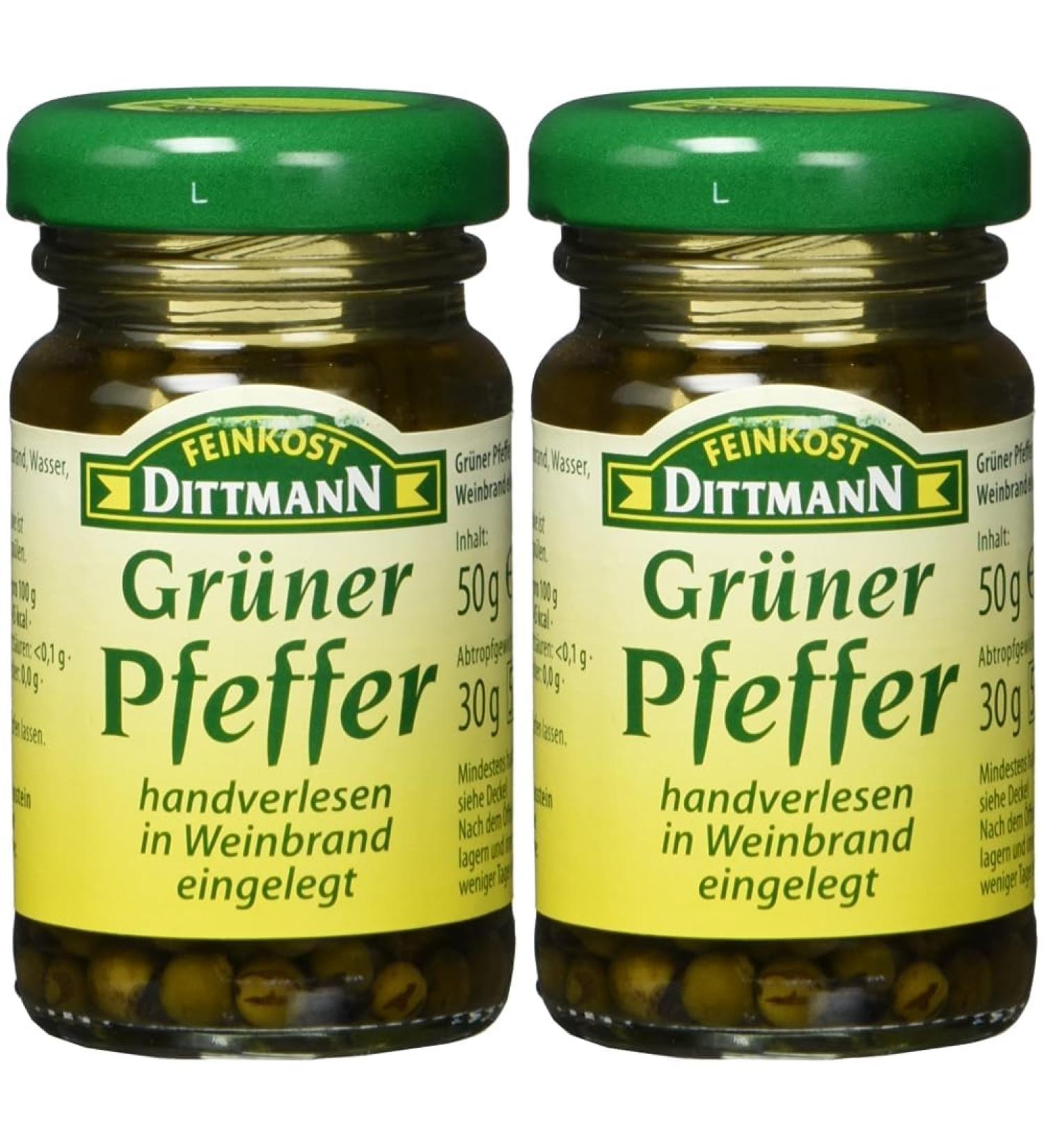 Feinkost Dittmann Green pepper marinated in brandy glass (1 x 50 g) (pack of 2) 1 50 g (pack of 2)