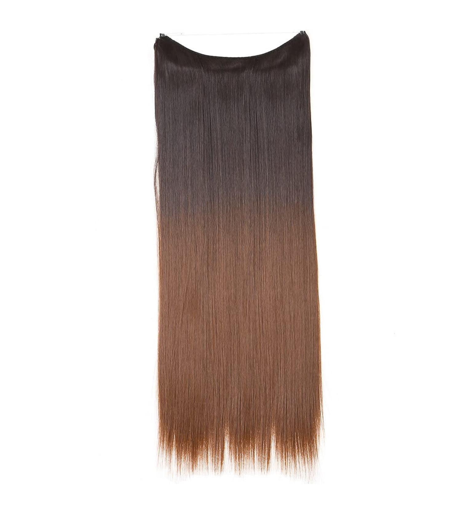 Natural wig piece one piece long straight hair high temperature silk fish line hair extension piece chenghuax (Color : 6T30 Size : 14) - Buy Online on GoSupps.com