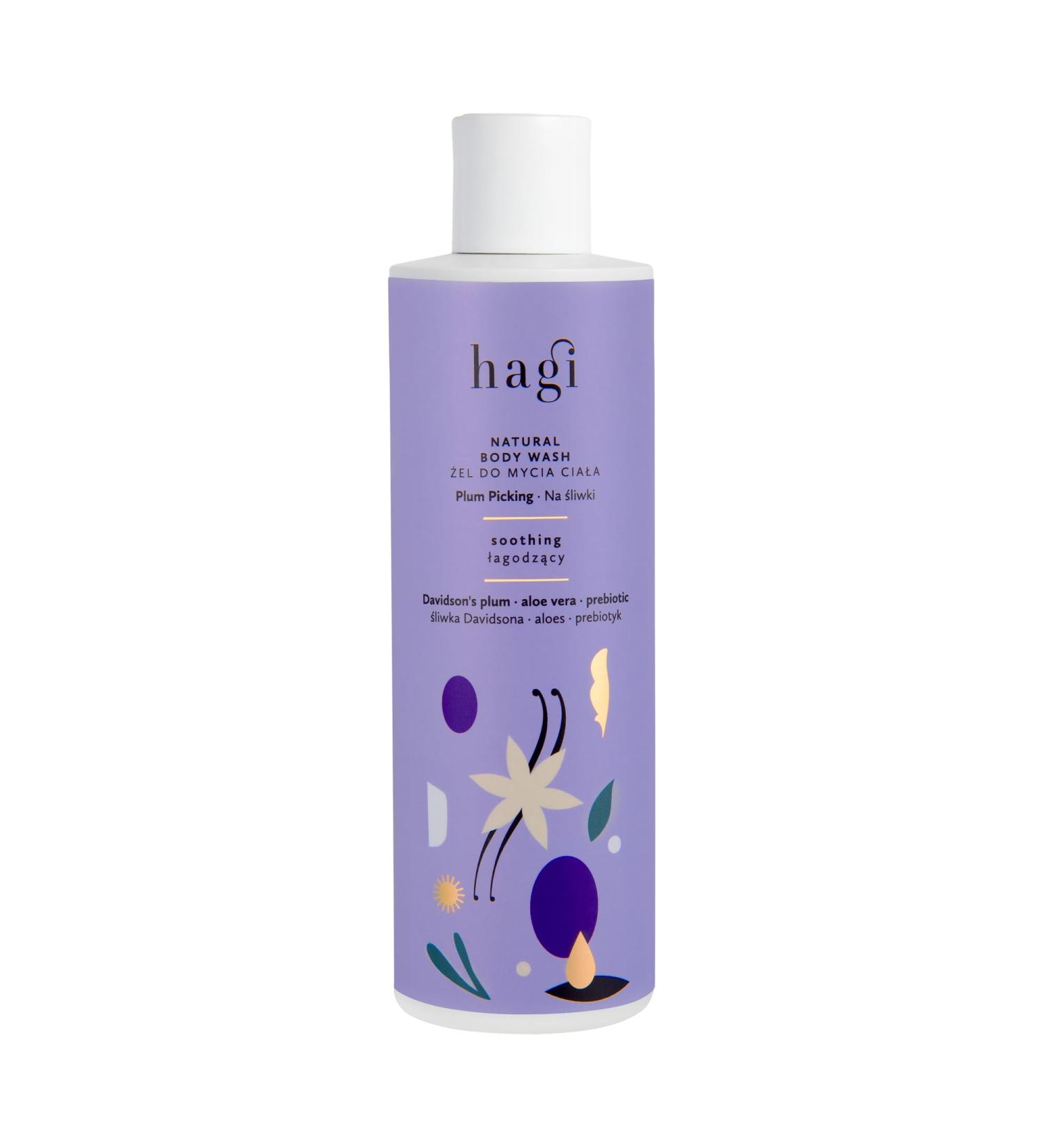 Hagi Cosmetics Plum Picking Natural Shower Gel With Australian Davidson Plum Vanilla Aloe Panthenol and Prebiotics Gentle & Moisturizing Perfect for All Skin Types 300ml - Buy Online on GoSupps.com