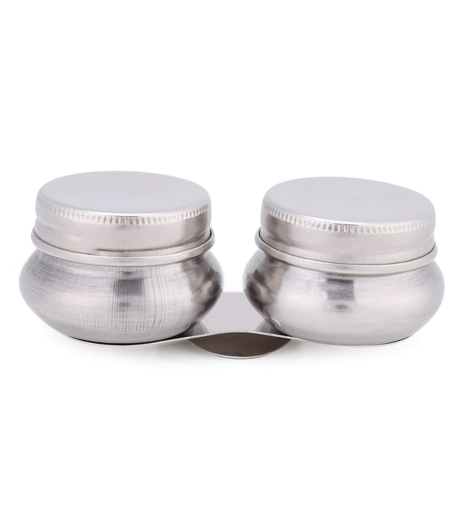 Large Mouth Double Dipper Palette Cup - Artists Metal Container with Lid for Oil Paint, Megilp, and Turpentine Solvent - Clip On Design - Buy Online on GoSupps.com