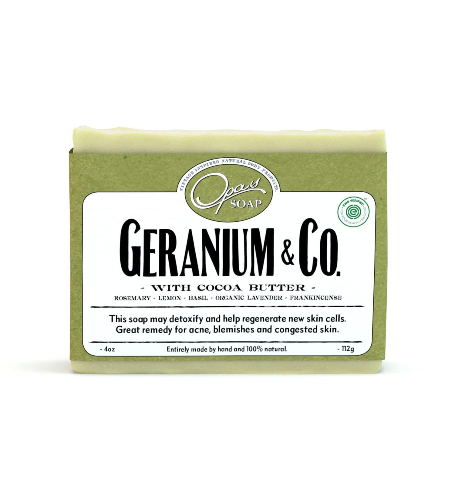 Opas Geranium Soap - 100% Natural Cold Processed Carcinogen Free | Fresh Flowery Scent with Organic Cocoa Butter & Essential Oils - Buy Online on GoSupps.com
