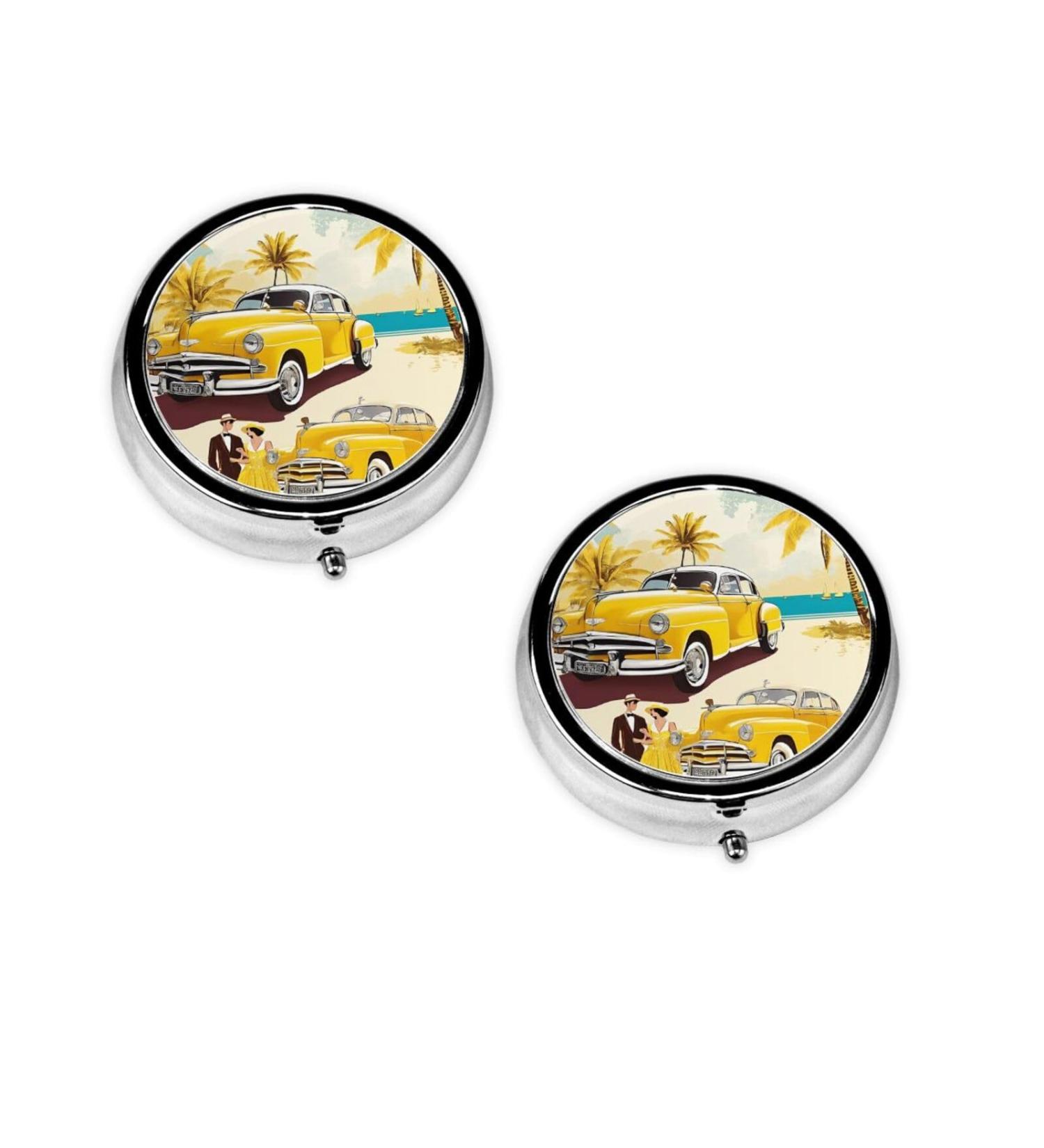 Island of Cuba Printed Mini Round Pill Box | 3 Compartment Travel Pill Organizer | Portable Medicine Case for Home & Office - Buy Online on GoSupps.com