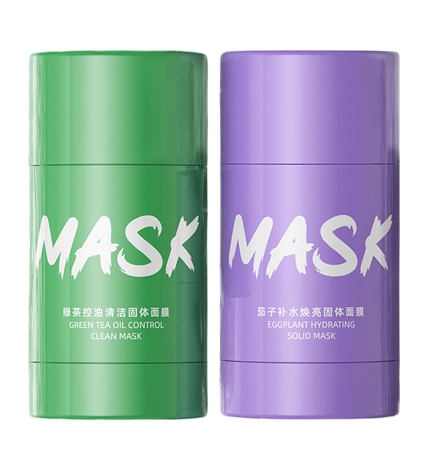 Green Tea Masque Stick for Face Moisturizing Facial Cleansing Solid Masque Purifying Clay Masque Oil Control Black-heads Remover Deep Cleaning Facial Masque for All Skin Types 2 Style - Buy Online on GoSupps.com