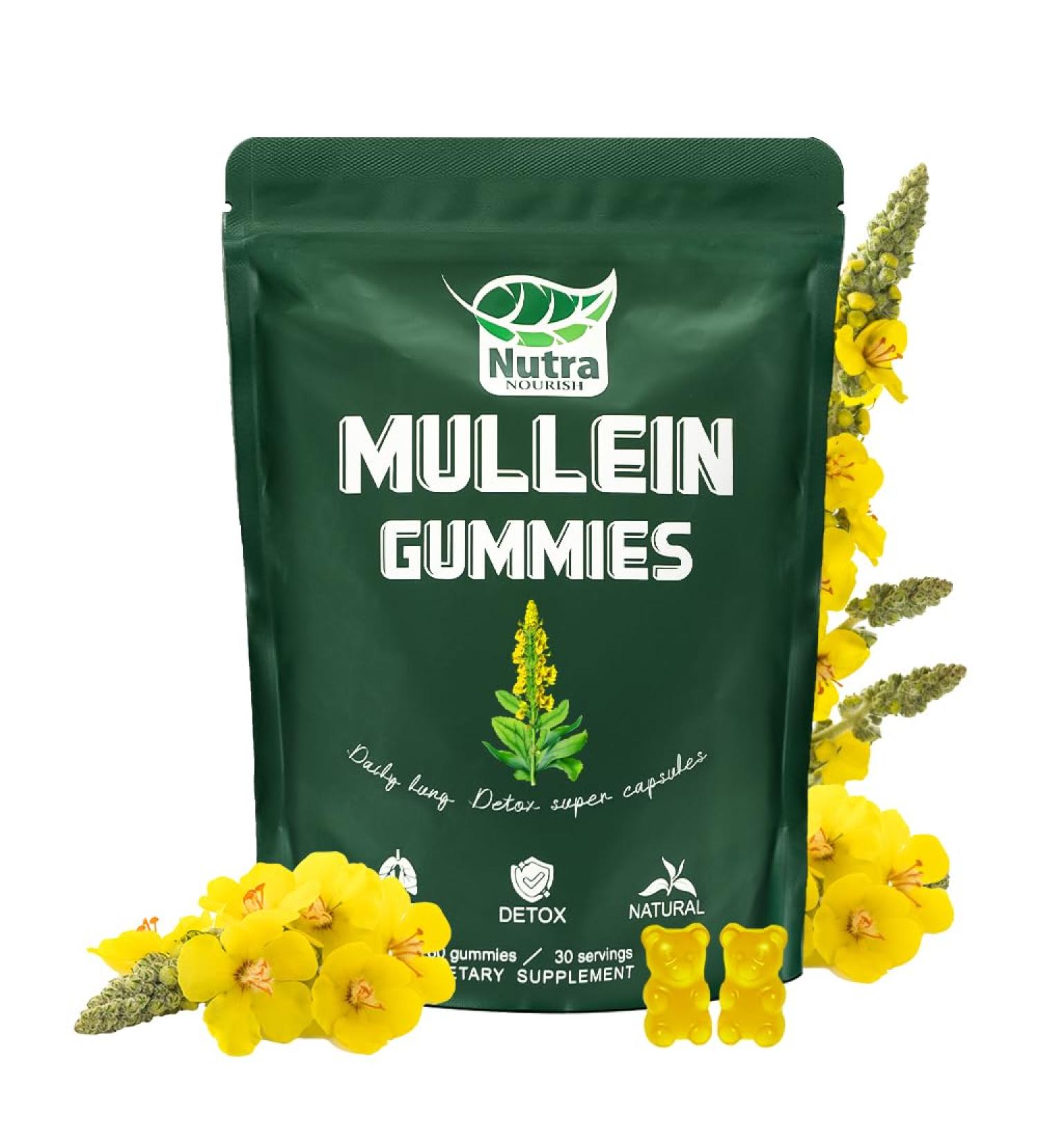 NutraNourish Mullein Gummies for Lung Detox 1000mg Mullein Leaf Herb Extract for Respiratory & Digestive & Immune Support Vegan Pear Flavor - Buy Online on GoSupps.com