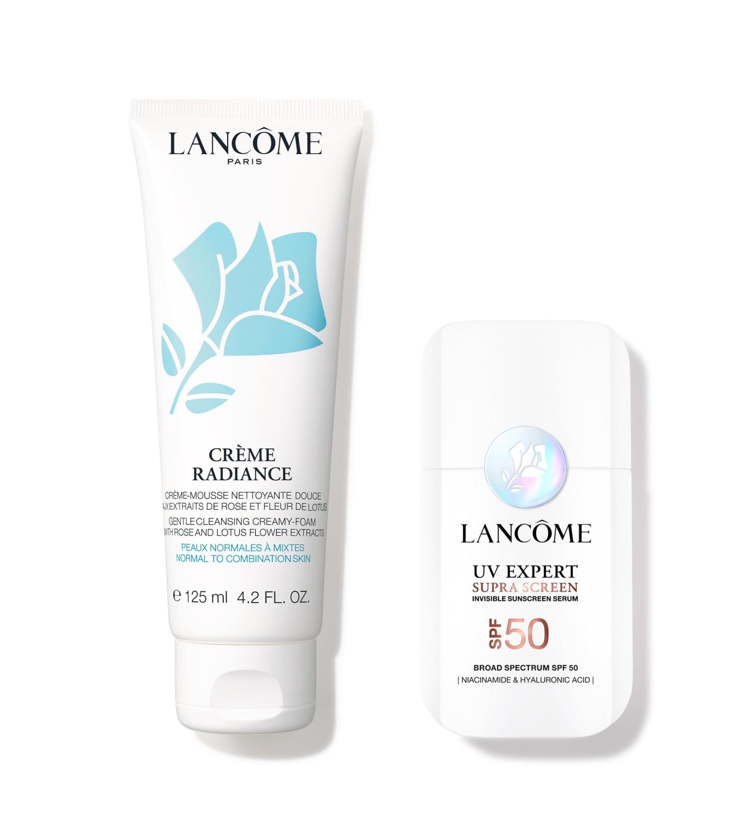 Lanc me Radiant Day Skincare Routine - Cr me Radiance Cream-to-Foam Face Cleanser 4.2 Fl Oz & G nifique Ultimate Dual Recovery Face Serum 0.67 Fl Oz. - Buy Online on GoSupps.com