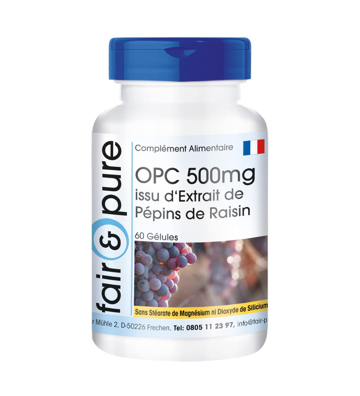 Fair & Pure - OPC 500mg Grape Seed Extract - Oligomeric Proanthocyanidins - Vegan - 60 Capsules - Buy Online on GoSupps.com