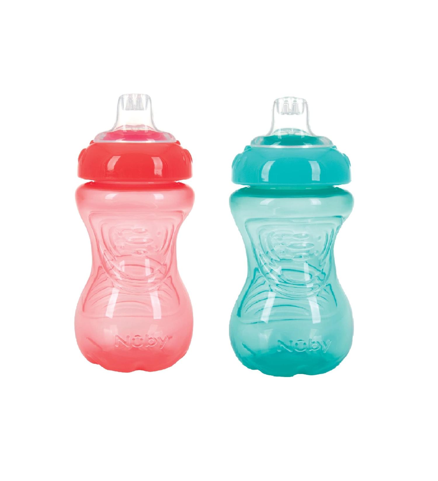 Nuby No-Spill Easy Grip Cup  10 Ounce (Coral/Aqua)