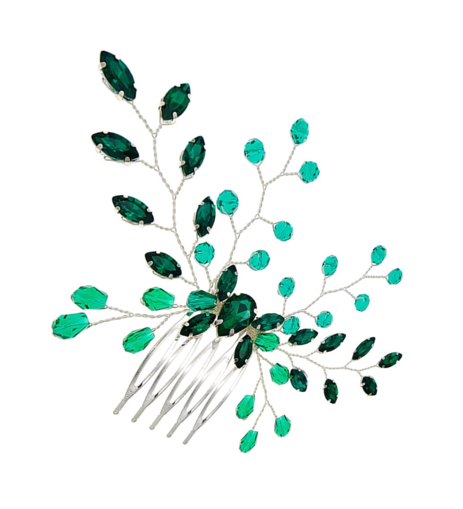 FOYTOKI Crystal Hair Comb Bride Headpiece Rhinestone Hair Comb for Women Rhinestone Hair Combs Hair Side Comb Hair Combs for Women Hair Accessories for Wedding Green Rhinestone Hair Comb - Buy Online on GoSupps.com