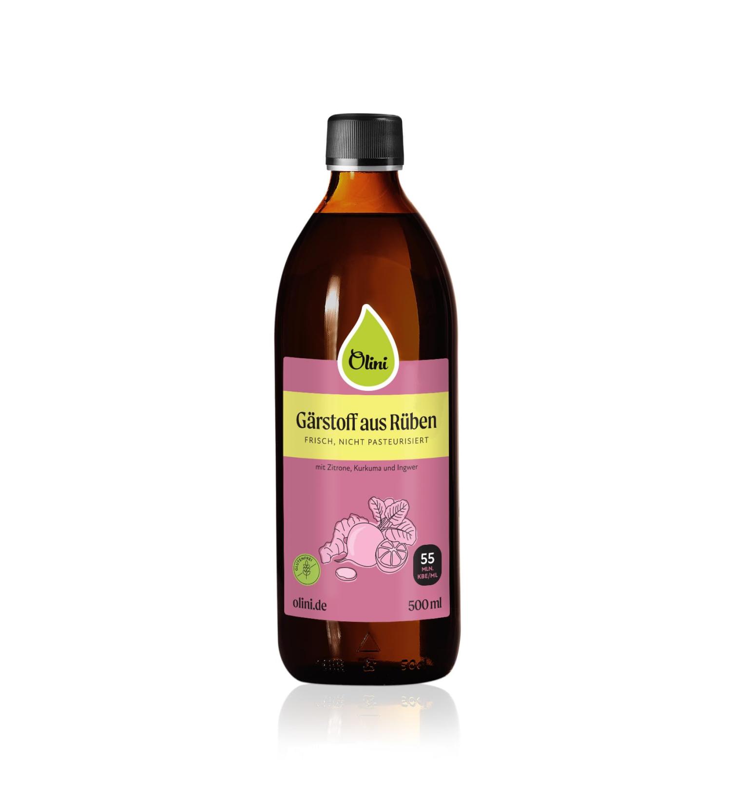 Olini Beetroot Fermentation Drink 500ml | Natural Probiotic with Lemon Turmeric & Ginger | Preservative-Free Freshly Pasteurized - Buy Online on GoSupps.com