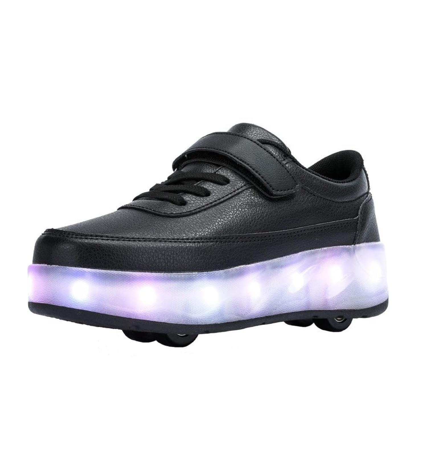 CHUSKSWARE YOURS GIFTS Adjustable Roll Shoes 4-in-1 Skateboard Shoes for Youth | Black & White (EU 32-39) - Buy Online on GoSupps.com