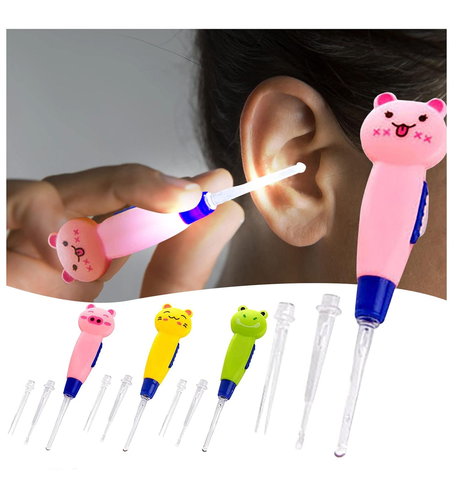 LED Earwax Remover Tool - Luminous Earplugs Cleaning Kit for Adults, Children, Babies (Pink) - Buy Online on GoSupps.com