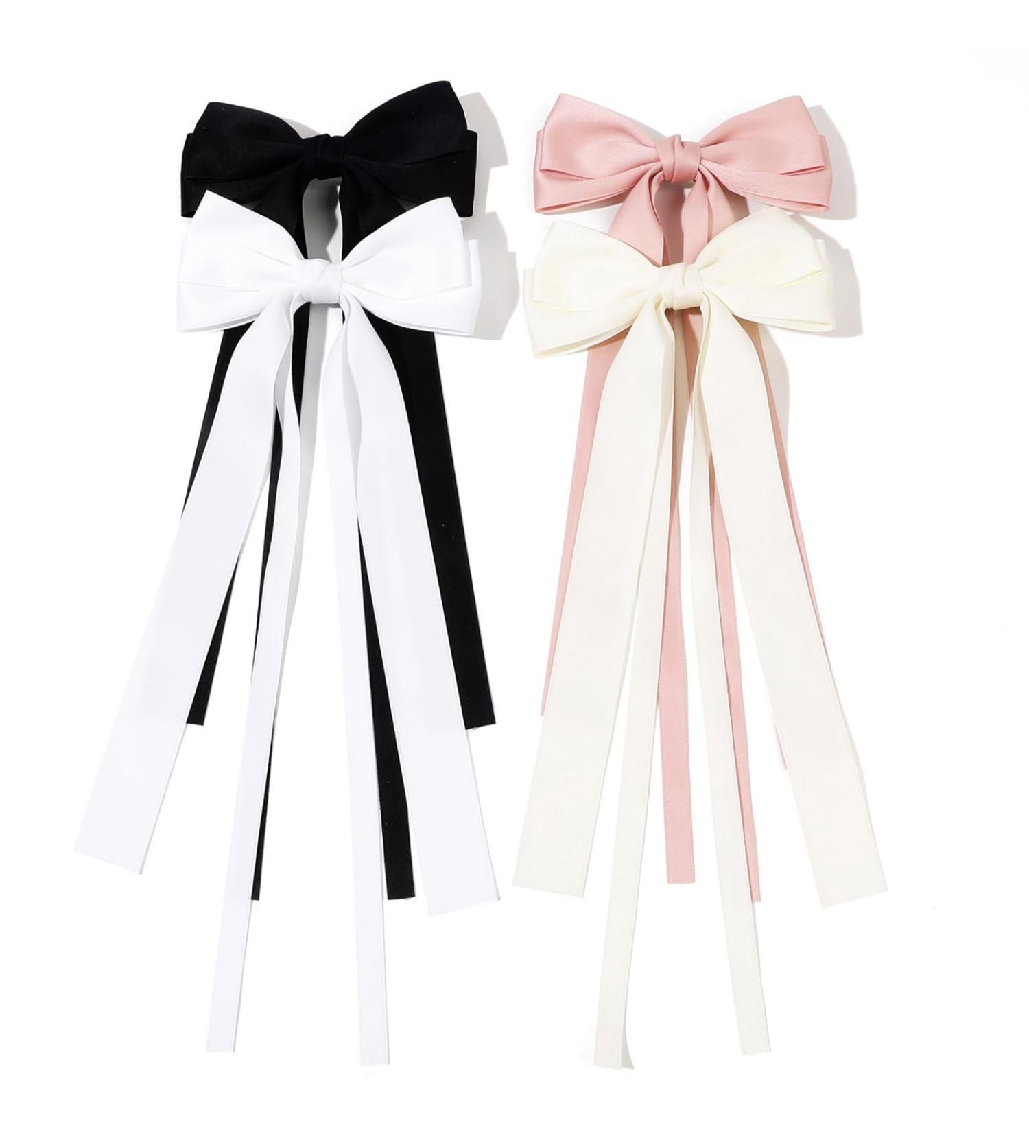 4 Pcs Sweet Hair Clips Harajuku Ribbon Bowknot Spring Hair Clips Ponytail Braids Hairpins For Teens Kids Hair Clips Thin/Thick Hair Clips For Women Thick Hair Styling Bowknots For Women - Buy Online on GoSupps.com
