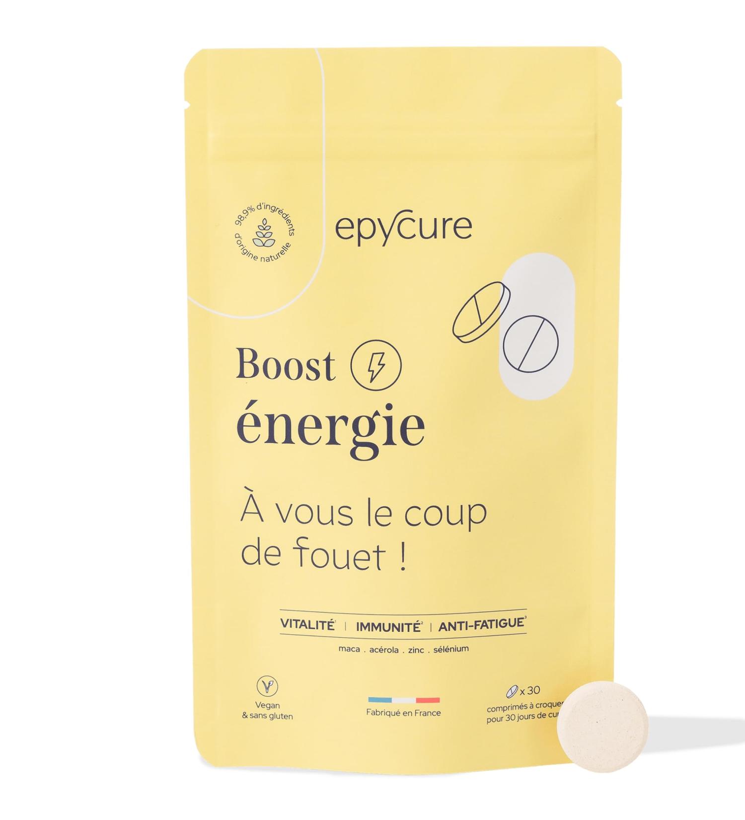 EPYCURE - Energy Boost - Fights Fatigue & Lower Energy Strengthens Immunity Tone & Vitality - 98% Natural - Vitamin C Zinc Maca Selenium - 1 Month - Vegan - Made in France - Buy Online on GoSupps.com
