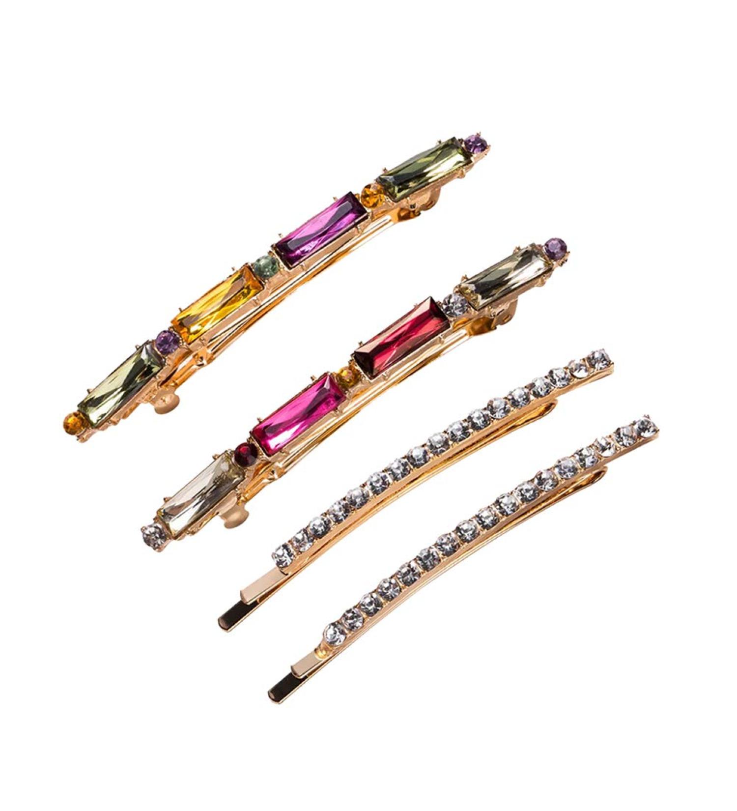 Beaupretty Rhinestone Bobby Pins - Colorful Crystal Hair Clips for Daily Fashion | 4pcs - Buy Online on GoSupps.com