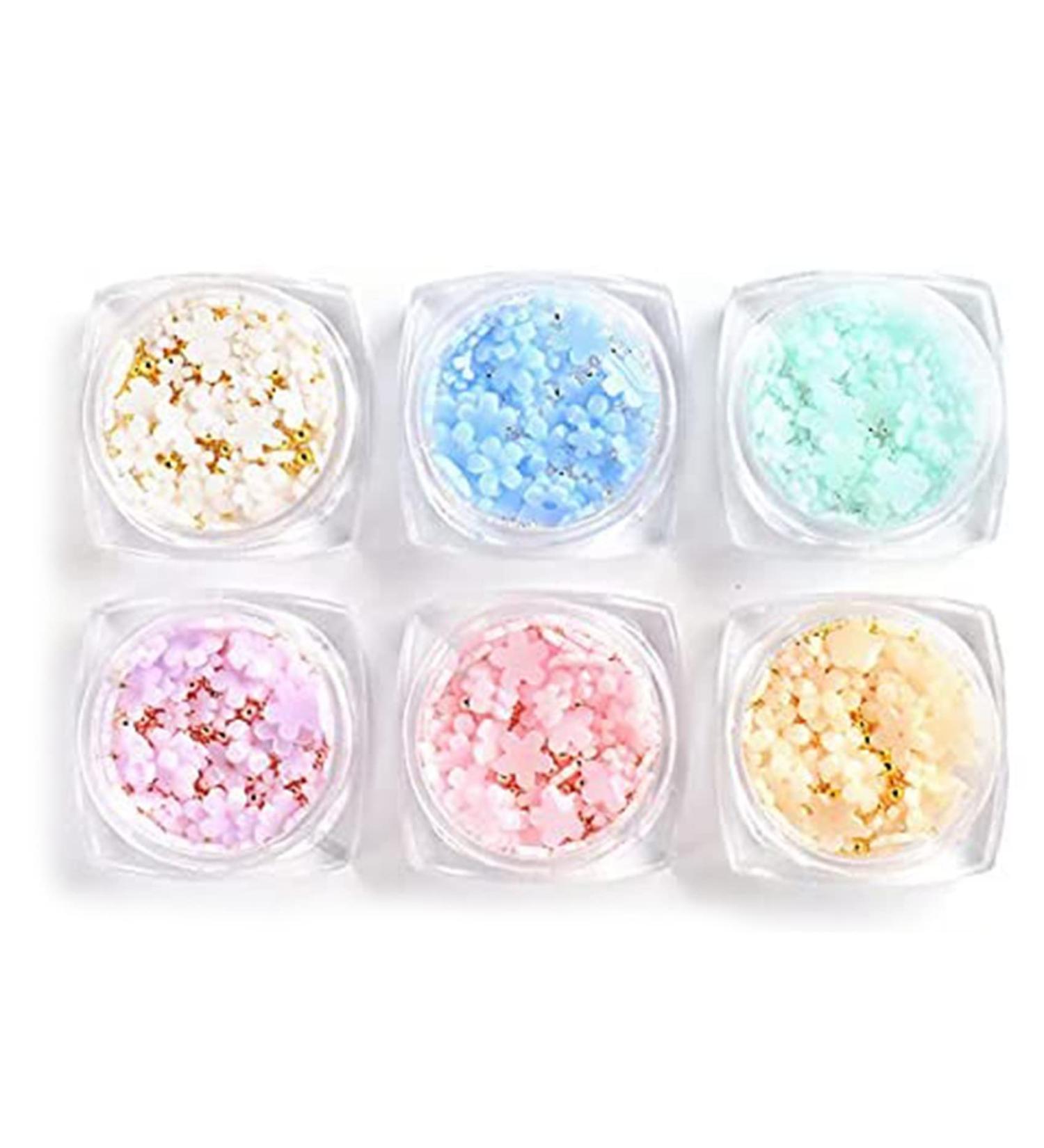 6 Boxes of Light Change 3D Nail Flowers Accessories with Gold and Silver for Mixed DIY Jewelry Art Decorative Supplies - Buy Online on GoSupps.com