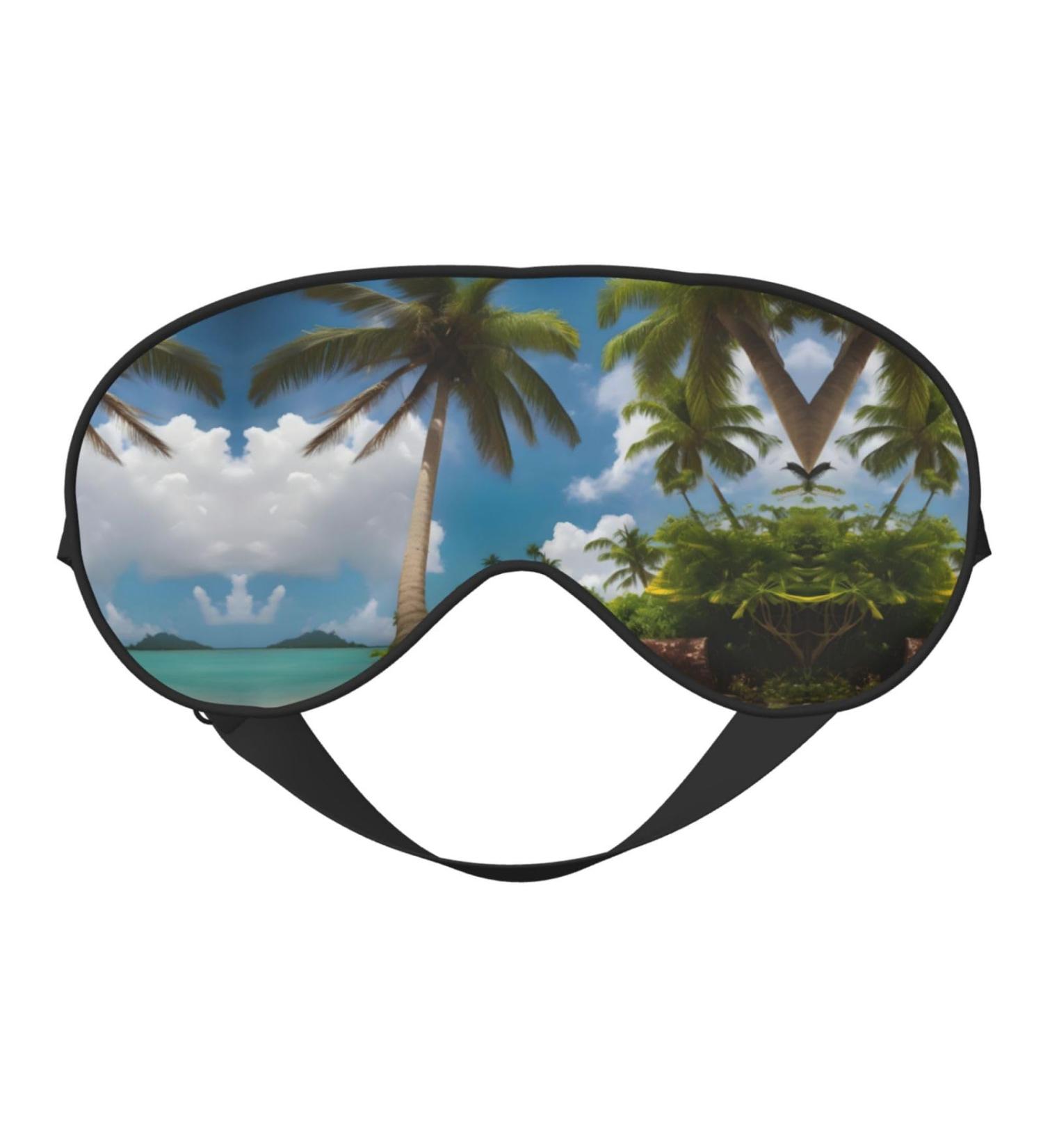 Two Palm Tree Tropical Print Sleep Mask - Unisex Double-Sided Eye Mask for Sound Sleep & Skin Care | International Shipping Available - Buy Online on GoSupps.com