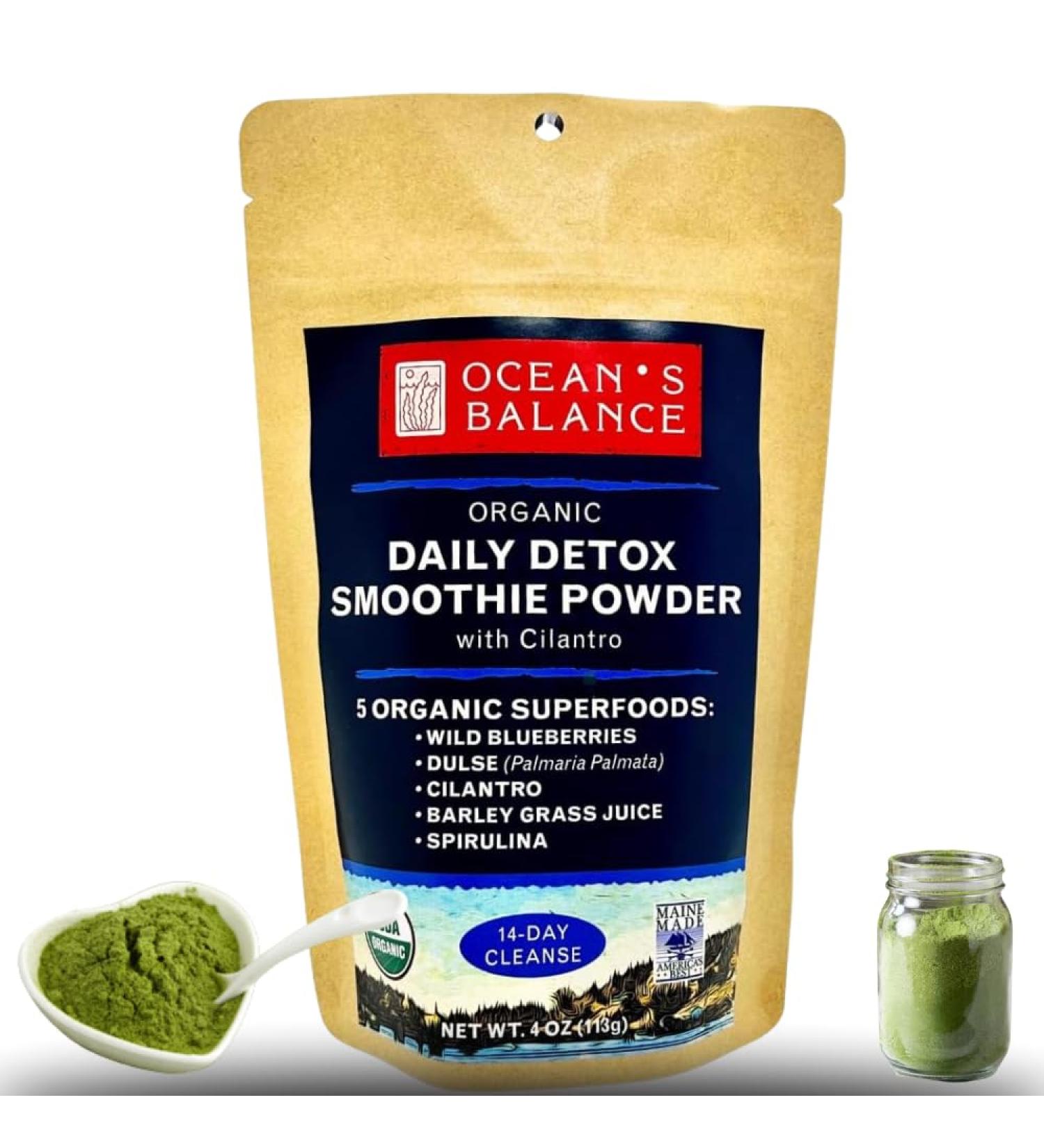 Ocean's Balance Daily Detox Smoothie Powder with Cilantro, Blueberry, Spirulina, Dulse Seaweed & Barley Grass Juice Powder Easily Digested Smoothie Mix for Detox Cleanse (4 oz - 1 Pack) Powder 4 Ounce (Pack of 1) - Buy Online on GoSupps.com