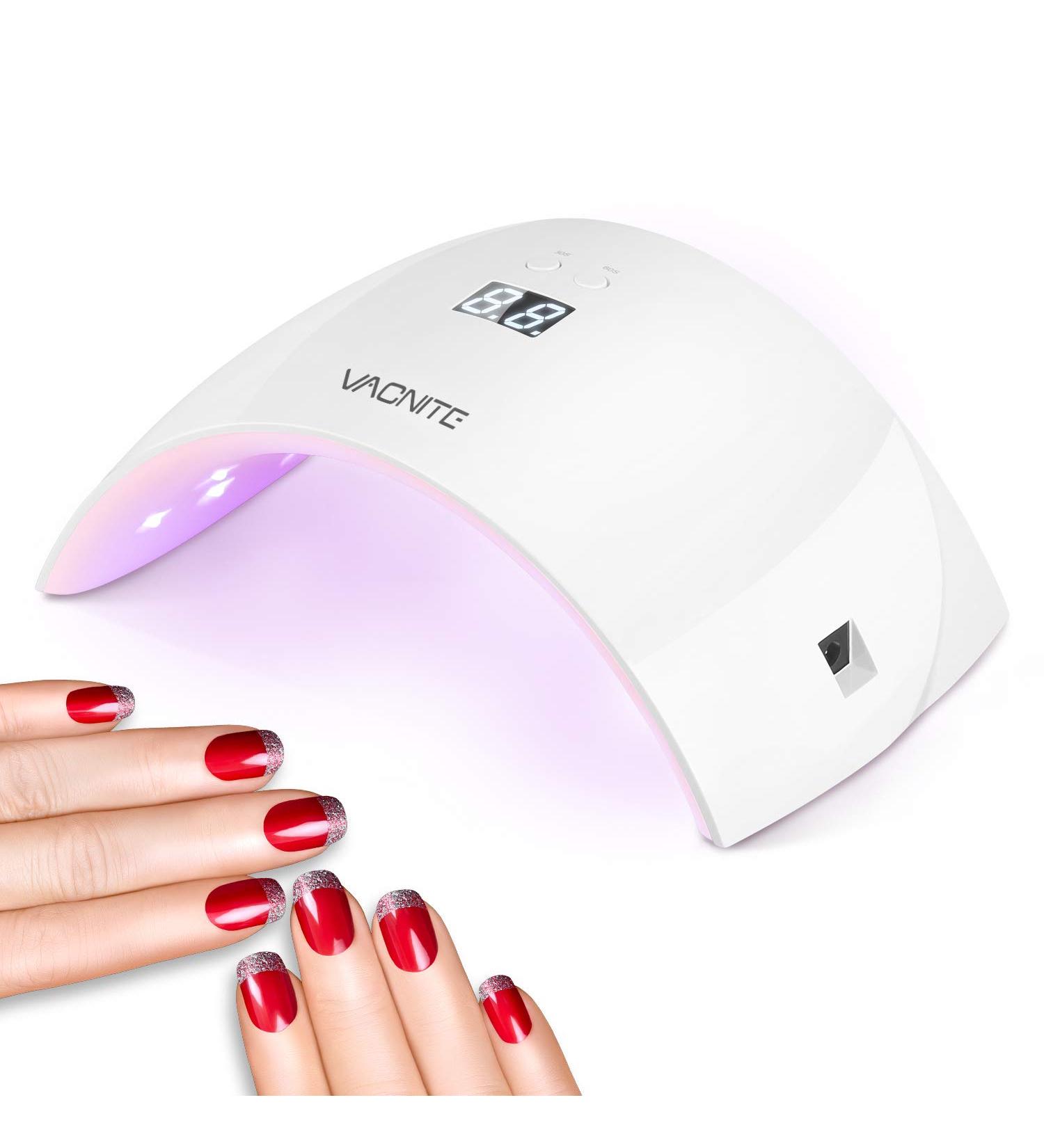 Vacnite 24W LED UV Nail Dryer with Timer Setting and Automatic Sensor LCD - Fast Nail Curing Lamp for Gels - Fingernail & Toenail - Buy Online on GoSupps.com