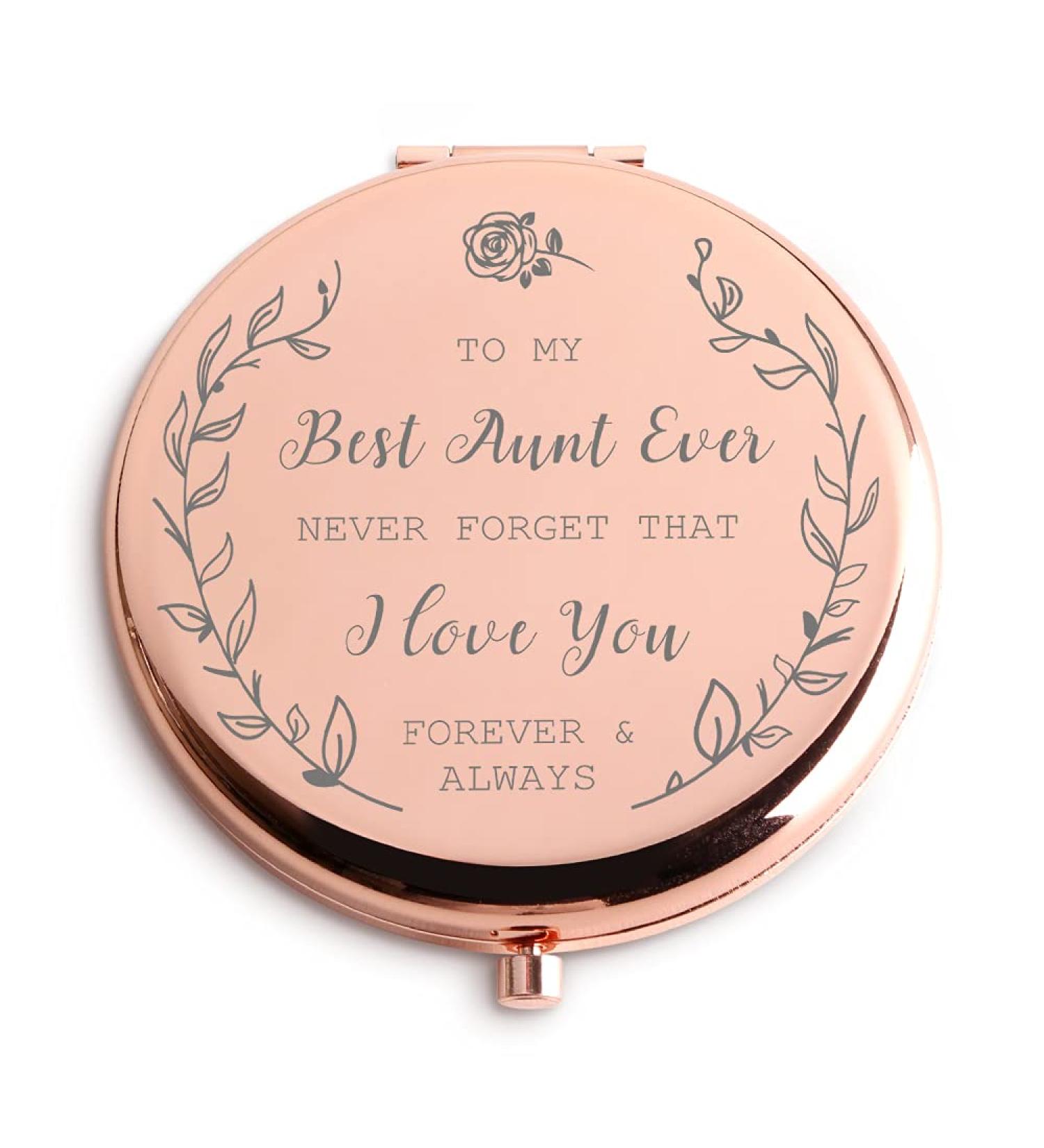 Best Aunt Ever Travel Makeup Mirror - Funny Auntie Christmas/Birthday Gift - Buy Online on GoSupps.com