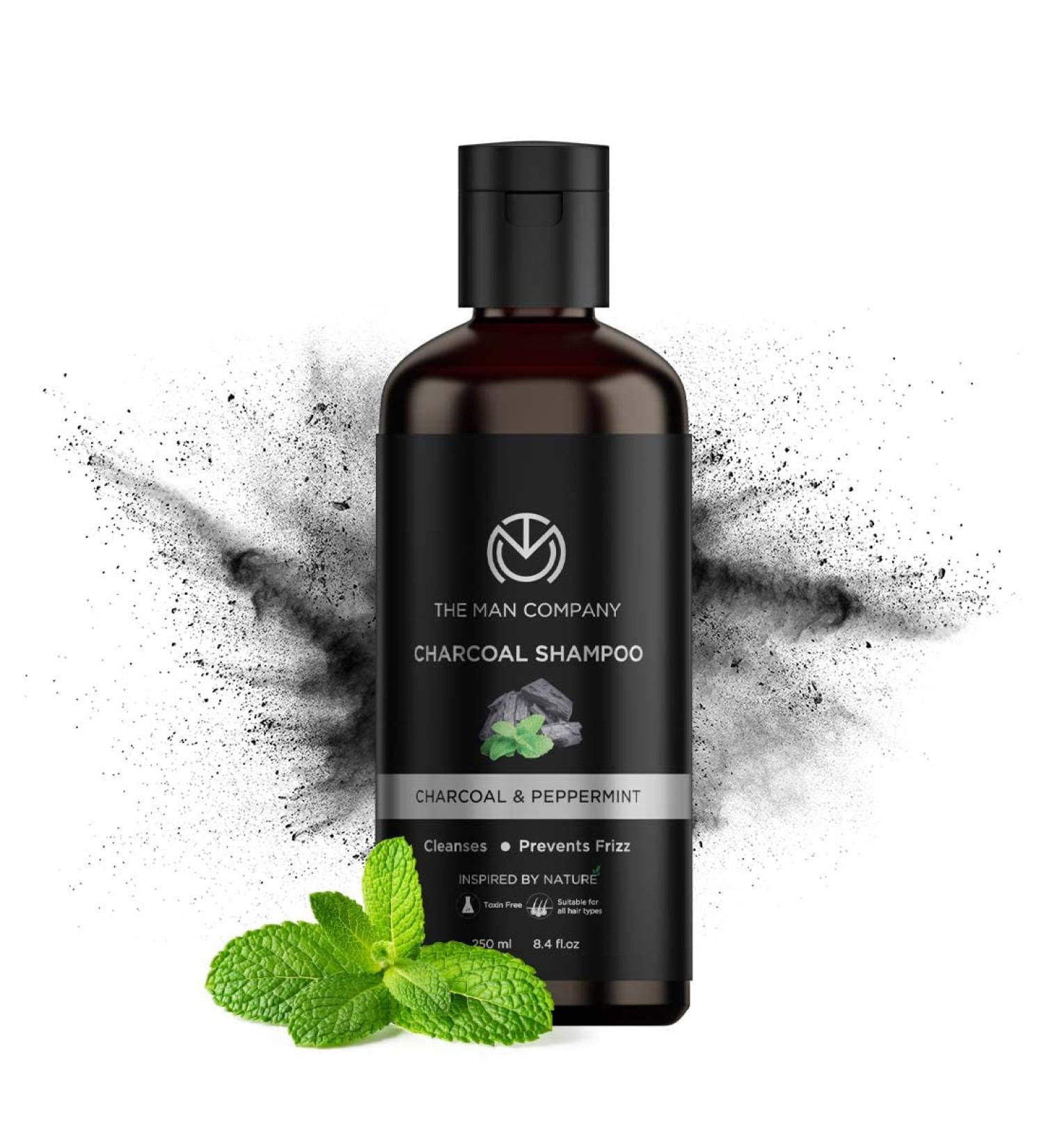Activated Charcoal Shampoo for Men - Sulfate Free Peppermint & Clove - The Man Company - 8.4 Fl Oz - Buy Online on GoSupps.com