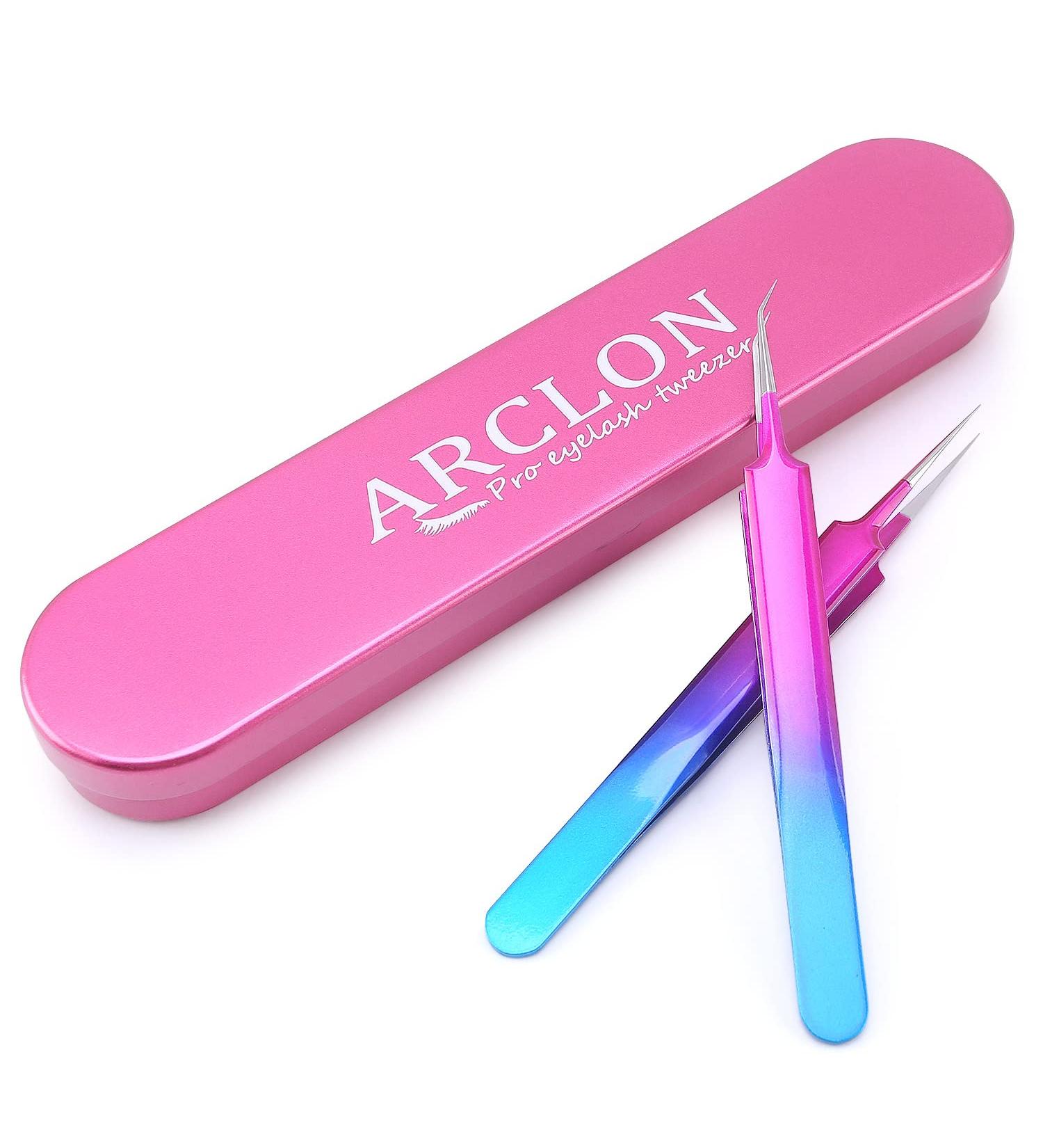 Arclon Isolation Lash Tweezers - Professional Stainless Steel Purple Tweezers for Volume Eyelash Extensions - Buy Online on GoSupps.com
