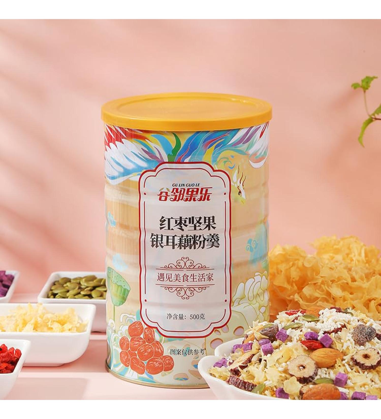 Chinese red dates white fungus nuts lotus root powder soup 500g nutritious substitute food sweet breakfast powder instant healthy and delicious breakfast Congee (Red jujube nuts 2 cans) Red jujube nuts 2 cans - Buy Online on GoSupps.com