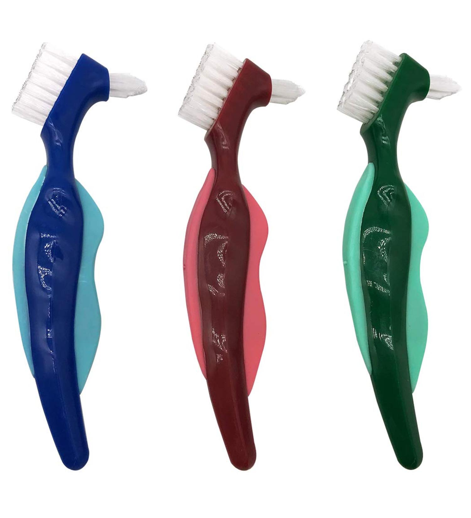 Premium Hard Denture Brush - Multi-Layered Bristles, Portable Double Sided Cleaning Brush - Denture Care (Pack of 3) - Buy Online on GoSupps.com
