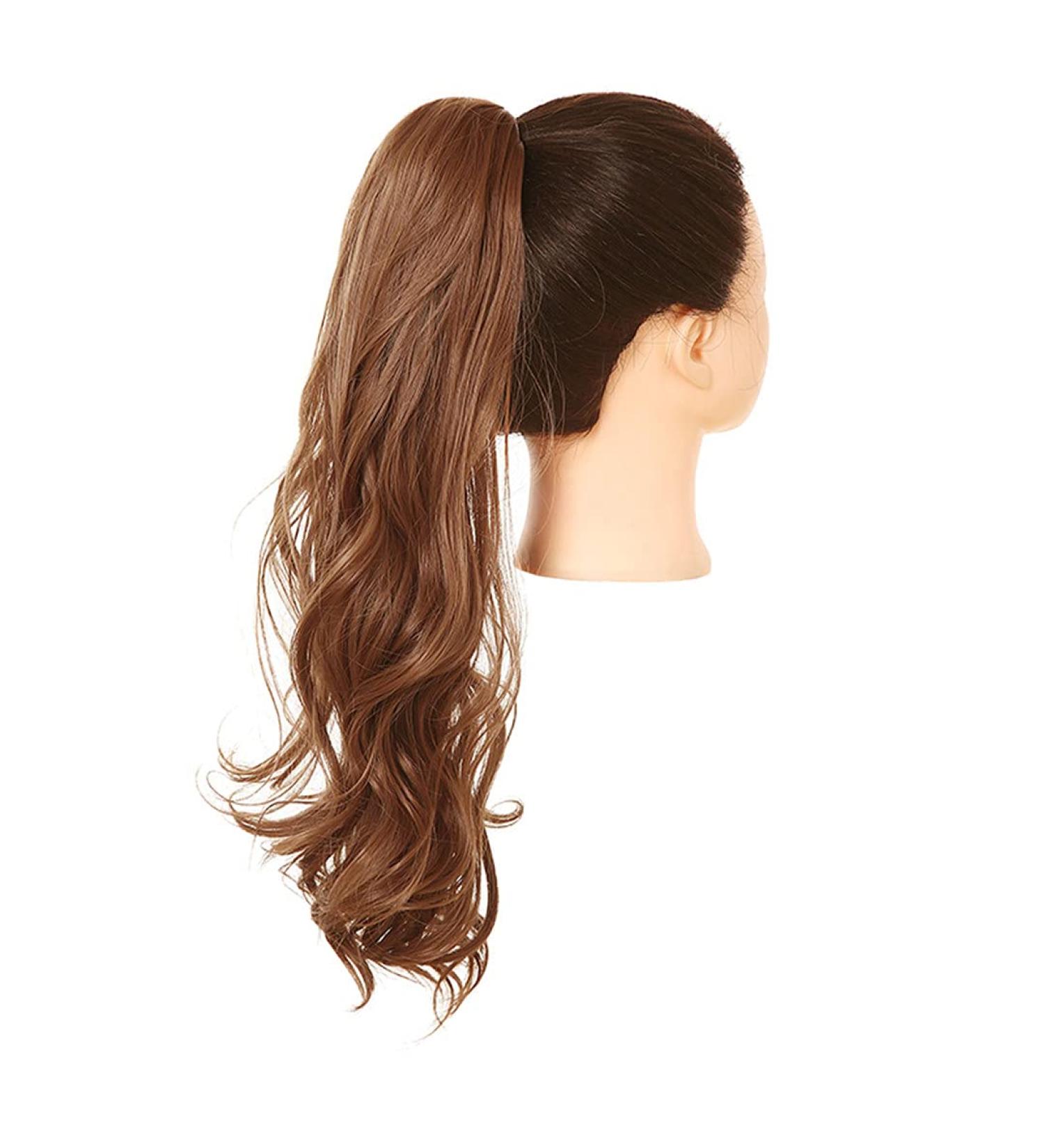 Shadow Curly Ponytail Extensions - 26 Clip-In Synthetic Hair Piece in Blonde Pink & Copper Auburn for Wavy Styles - Buy Online on GoSupps.com