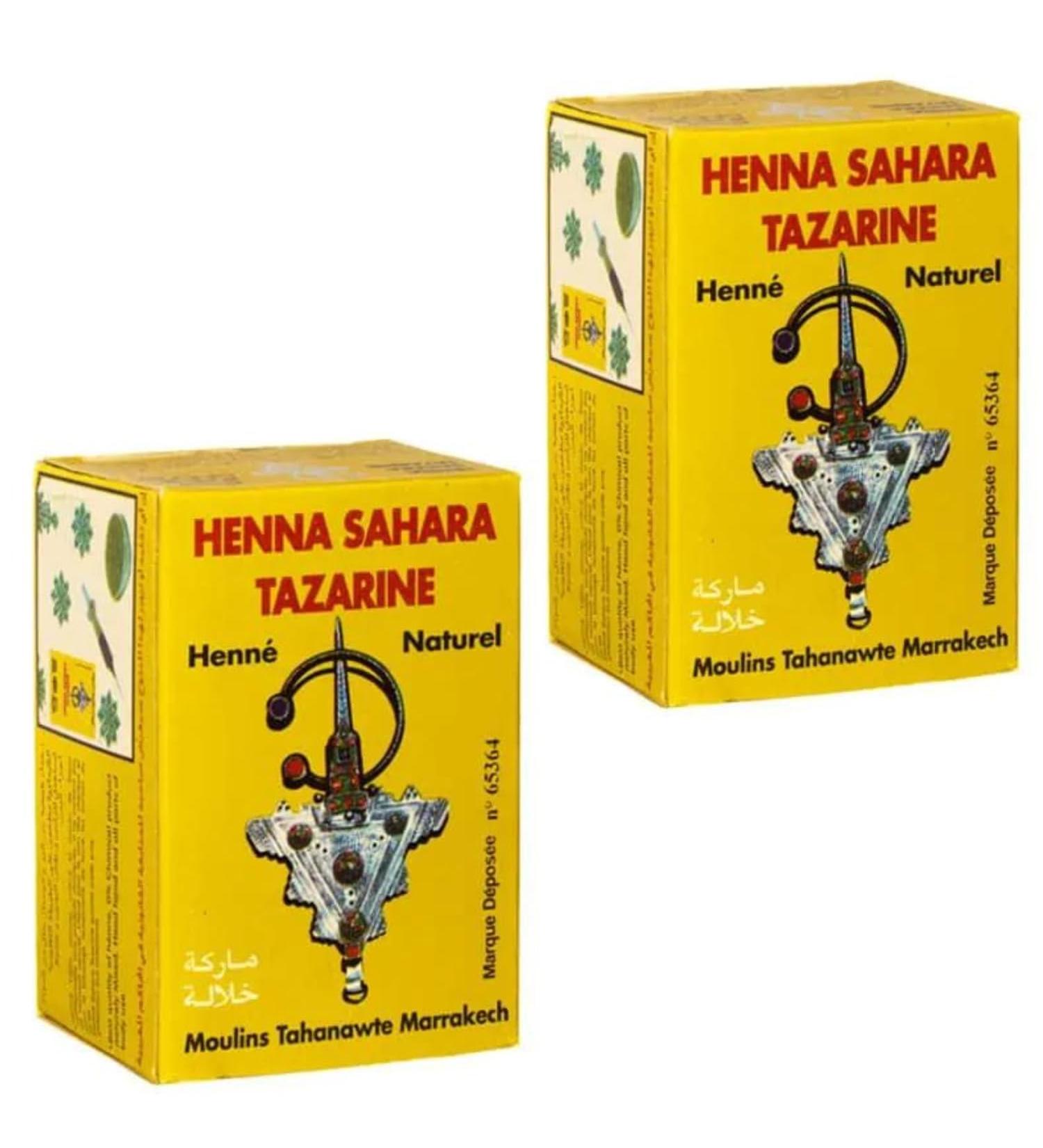 Lot of 2 "Pure and 100% natural Henna Sahara Tazarine vegetable powder henna for hair care revitalizing shine and coloring without chemical additives" - Buy Online on GoSupps.com