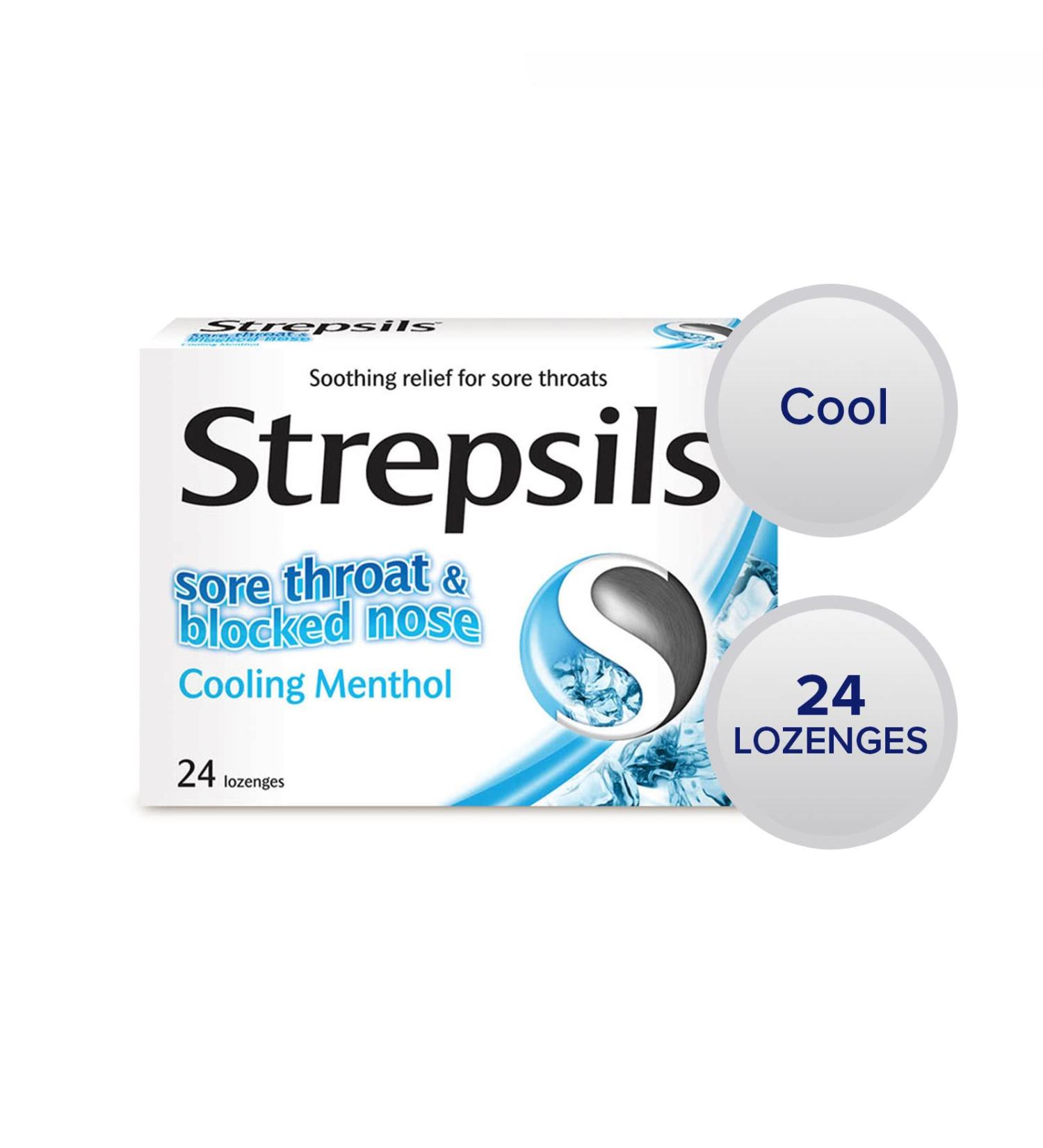 Strepsils Cool Menthol Lozenges - 4 Boxes of 24 | Soothing Relief for Sore Throat - International Shipping Available - Buy Online on GoSupps.com