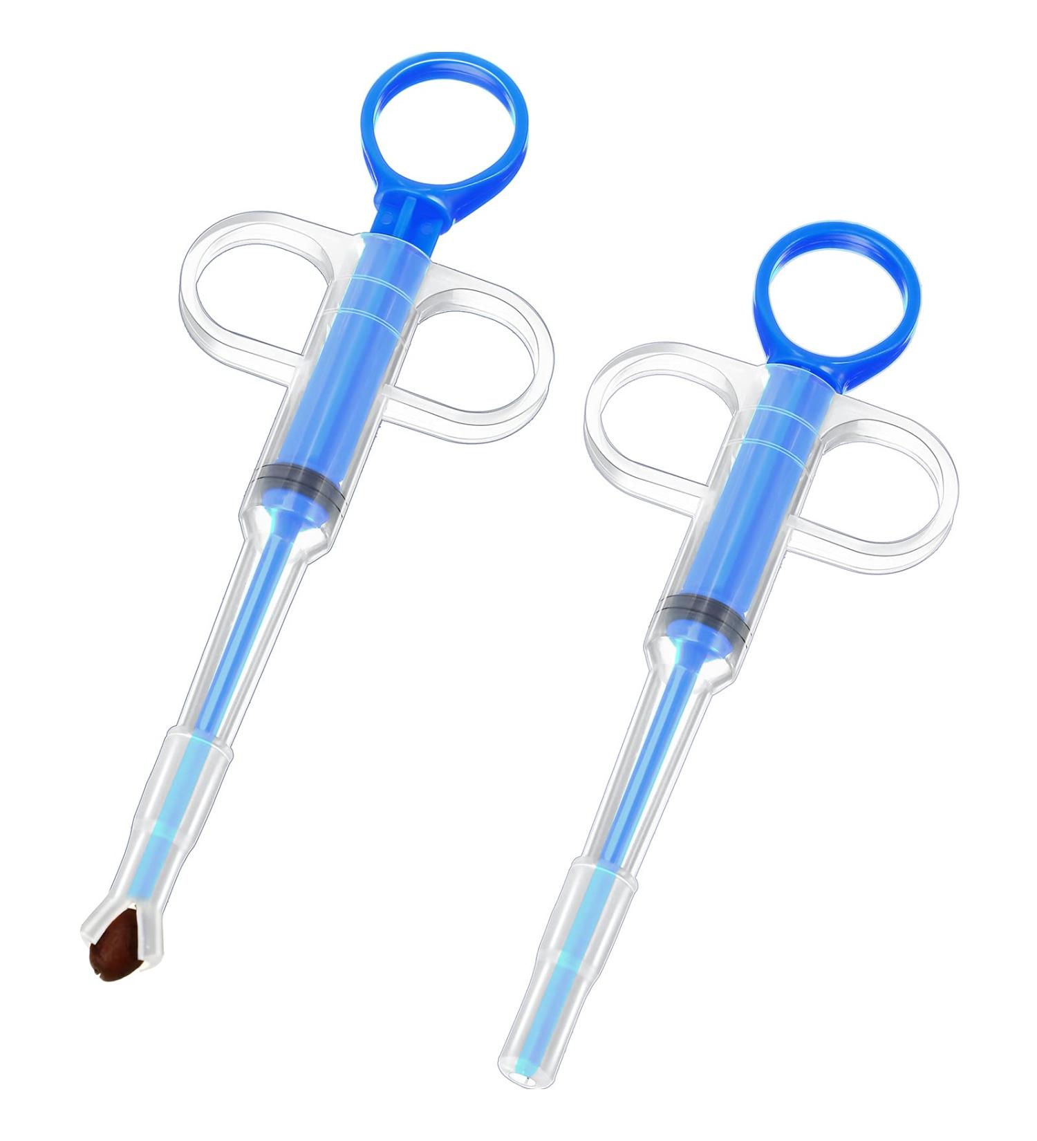2-Piece Pet Pounding Tablet Syringe - Easy Pill Shooter for Cats Dogs & Small Animals - Blue - Buy Online on GoSupps.com