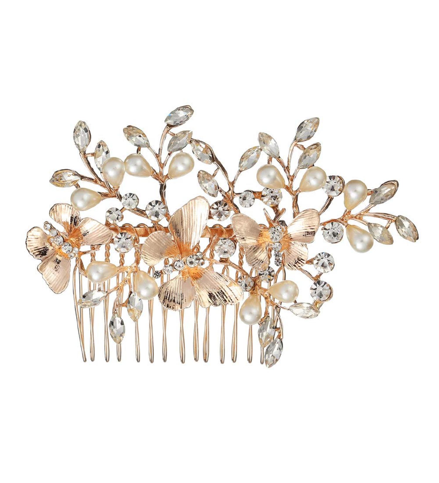 Kercisbeauty Light Champagne Hair Comb | Wedding Bridal Headpiece for Women | Bridesmaid Gift (Rose Gold) - Buy Online on GoSupps.com