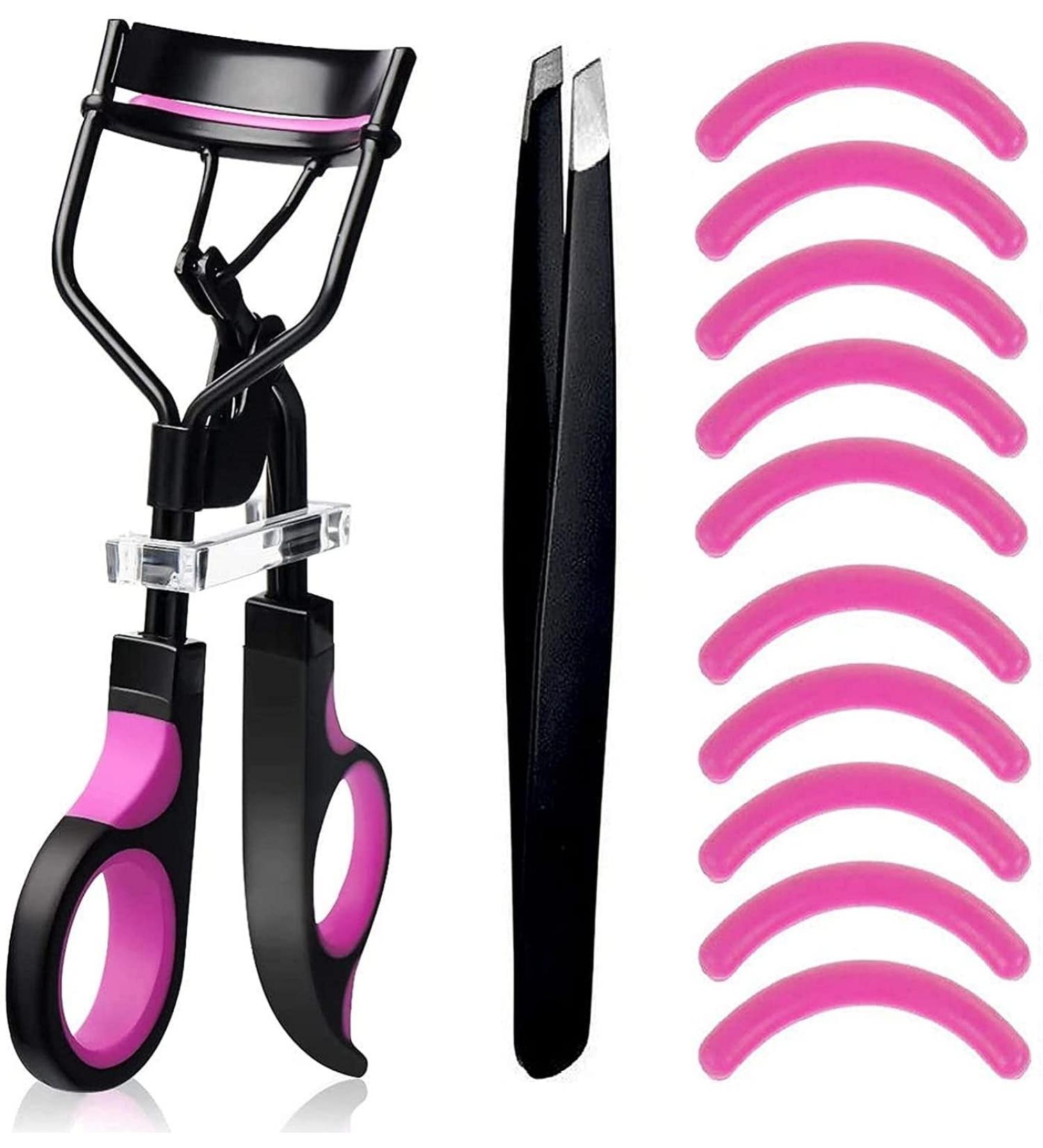 Eruinfang Eyelash Pliers & Lash Curler - Pain-Free Professional Tool for Perfectly Curved Eyelashes | Includes 10 Silicone Pads | Purple & Black - Buy Online on GoSupps.com