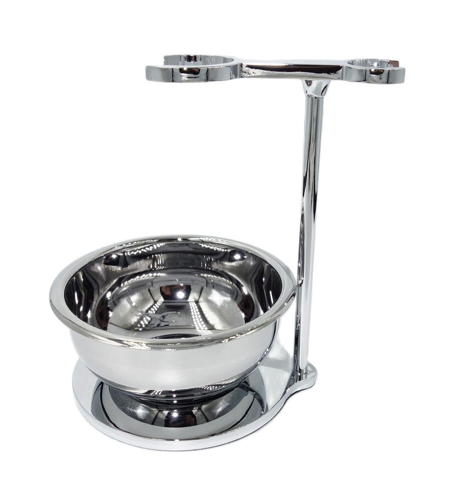 NSNT Exquisit Men's Shaving Brush Set - Unique 13cm Silver Design with Heavy Holder and Soap Cup - Perfect Gift for Friends & Husbands - Buy Online on GoSupps.com