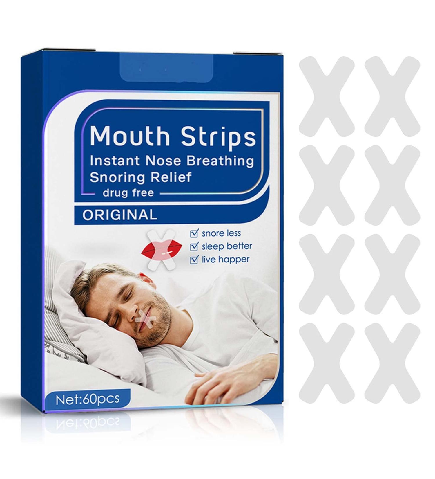 60Pcs Gentle Sleep Mouth Tape for Nasal Breathing | Anti Snoring Strips for Nose Breathing | Improve Sleep Quality & Stop Snoring - Buy Online on GoSupps.com