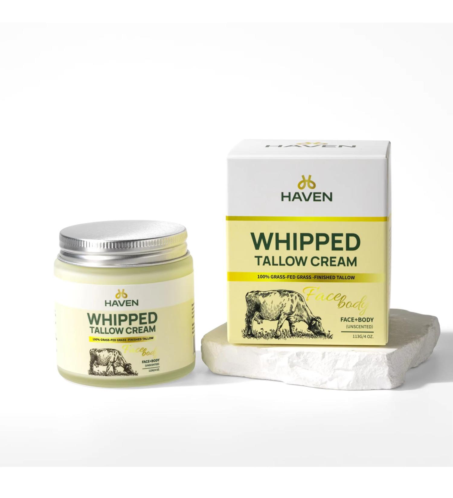 HAVEN Beef Tallow Cream Whipped Nourishing Moisturizer for Face & Body Natural Hydration Skincare Balm Non-Greasy Daily Use - Buy Online on GoSupps.com