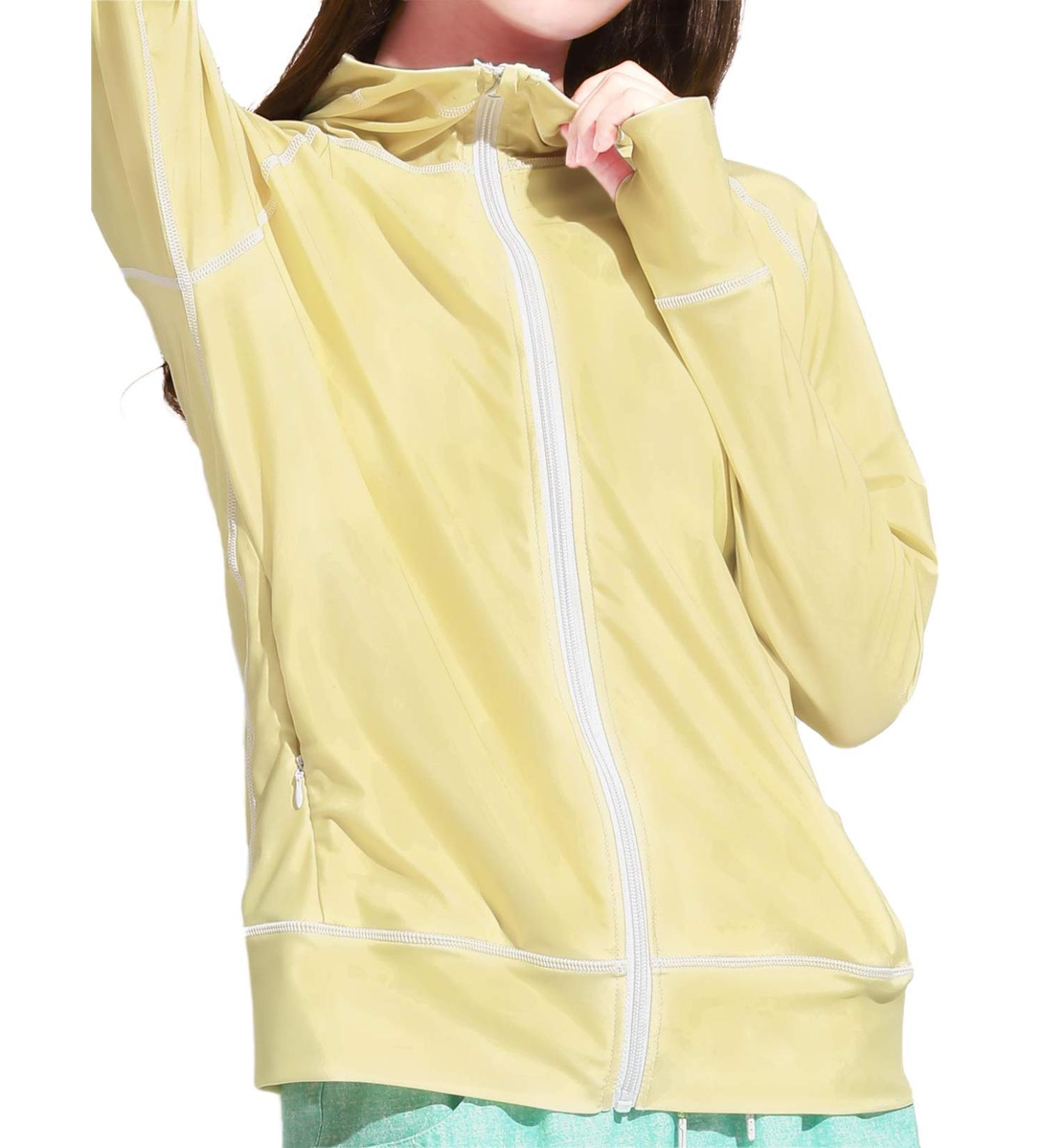 Actleis Women's UPF50+ Long Sleeve Rash Guard Hoodie - Yellow, Large - Buy Online on GoSupps.com