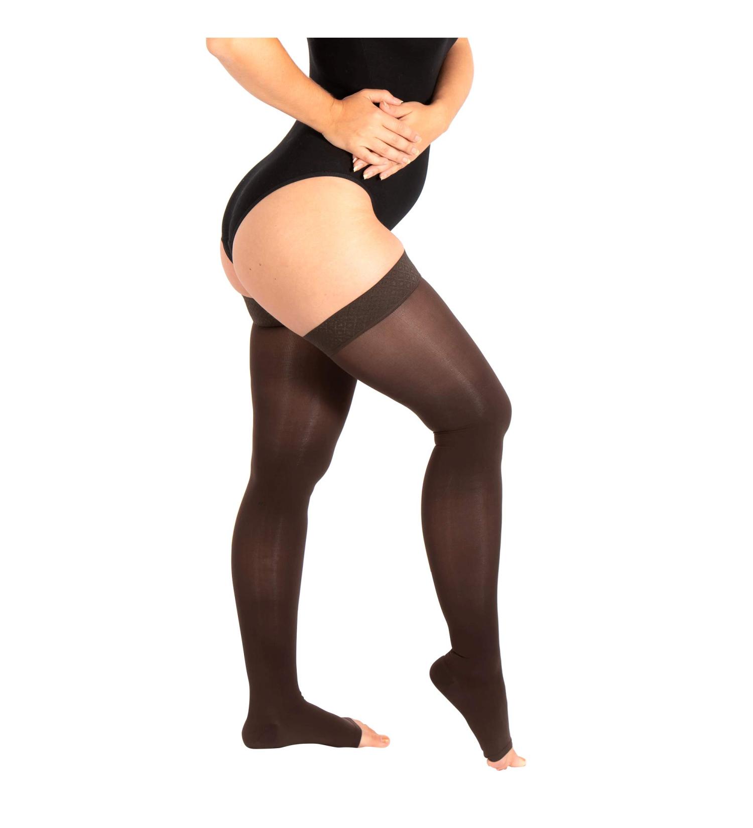 RIEMTEX PREMIUM Compression Stockings Class 2 CCL2 | 23-32 mmHg Open Toe Thigh Highs for Women & Men | Brown | Size 6 - International Shipping Available - Buy Online on GoSupps.com