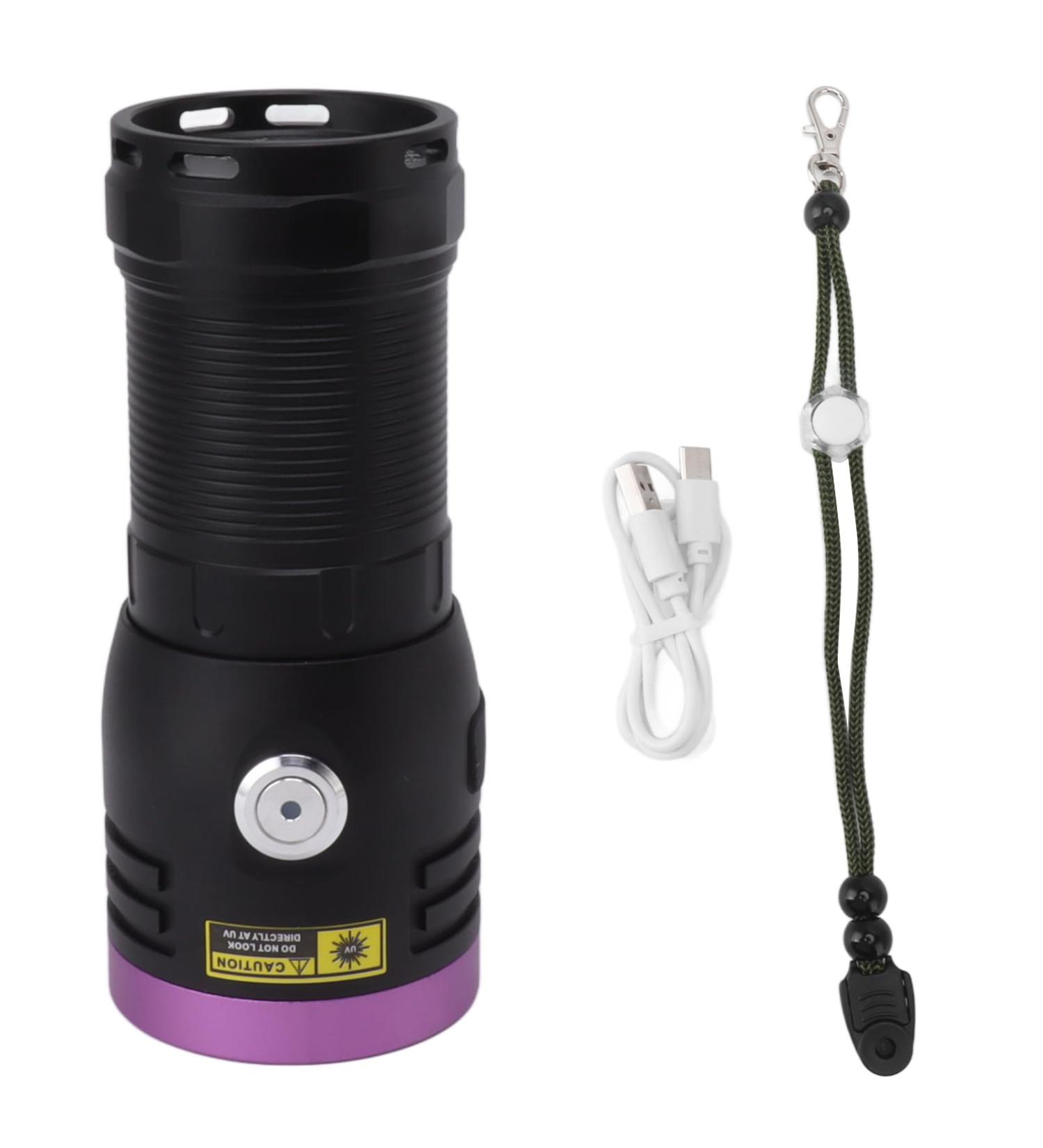 365nm Flashlight Aluminium Alloy USB Type C 60W UV 365nm Light Flashlight Torch for Cat Urine Detection Dry Stains Detection - Buy Online on GoSupps.com
