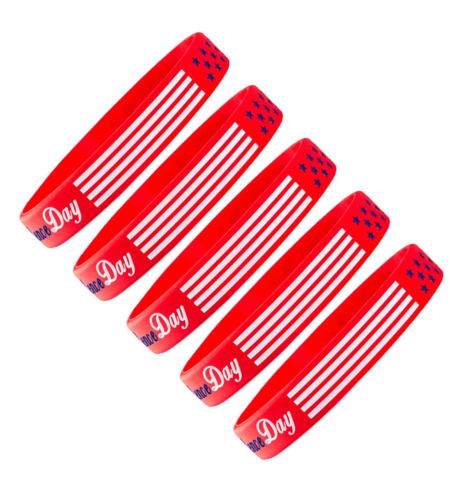 Totority 5pcs Independence Day Red Silicone Wristband Bracelets - Buy Online on GoSupps.com