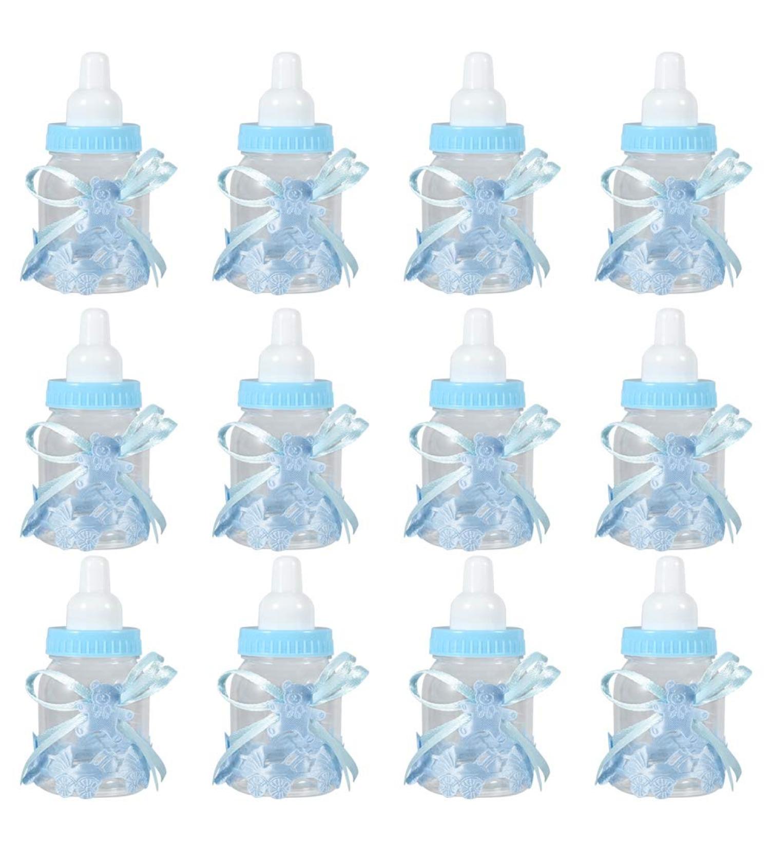 Haofy Baby Shower Bottles - 12 Pcs Candy Gift Box for Girl Boy Newborn Birthday Blue Decorations - Buy Online on GoSupps.com