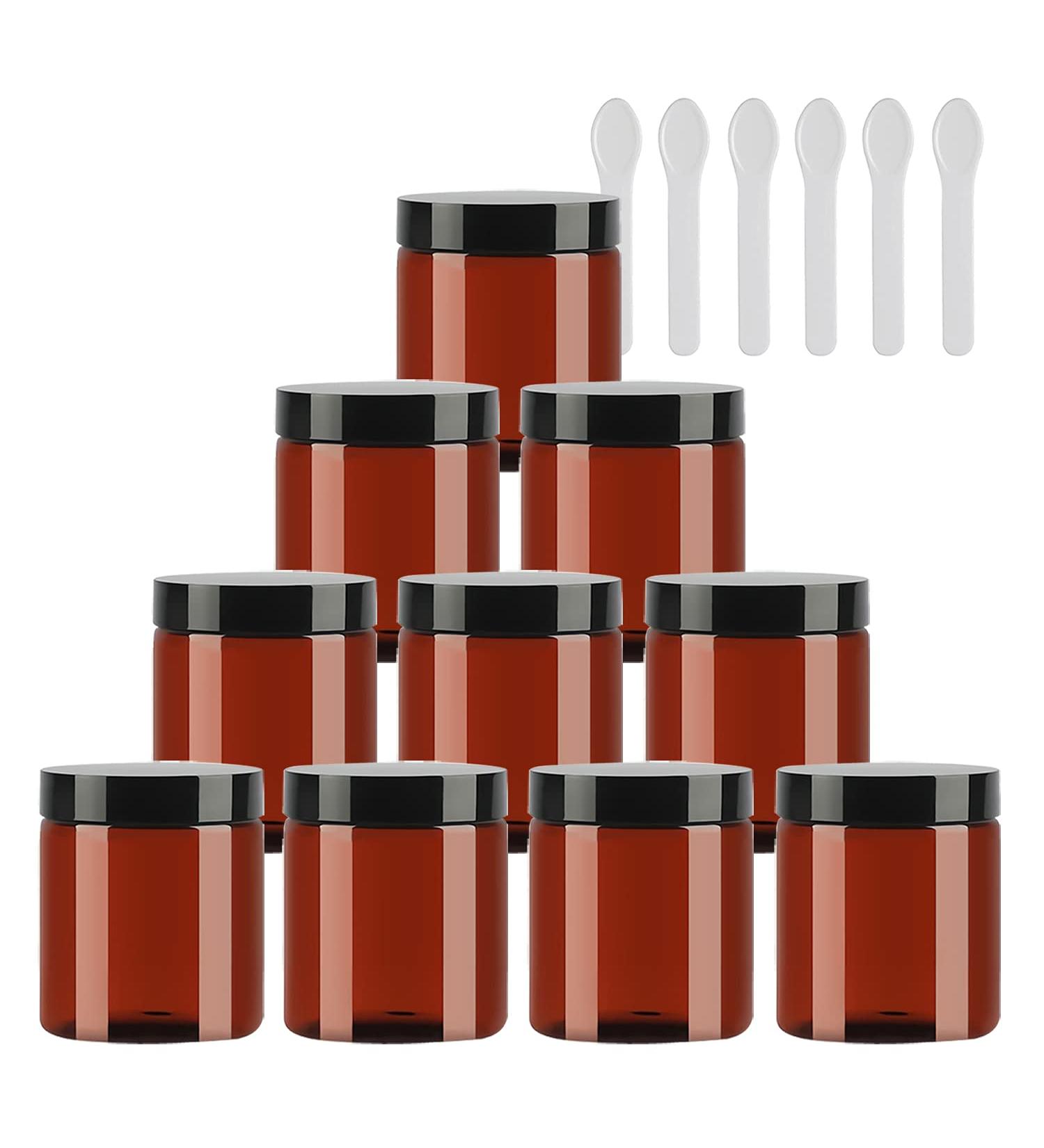 Tianzd 12 Pack 80ml Brown Plastic Empty Cream Can with Black Lid & 6 Spatulas - Perfect Cosmetic Containers for International Shipping - Buy Online on GoSupps.com