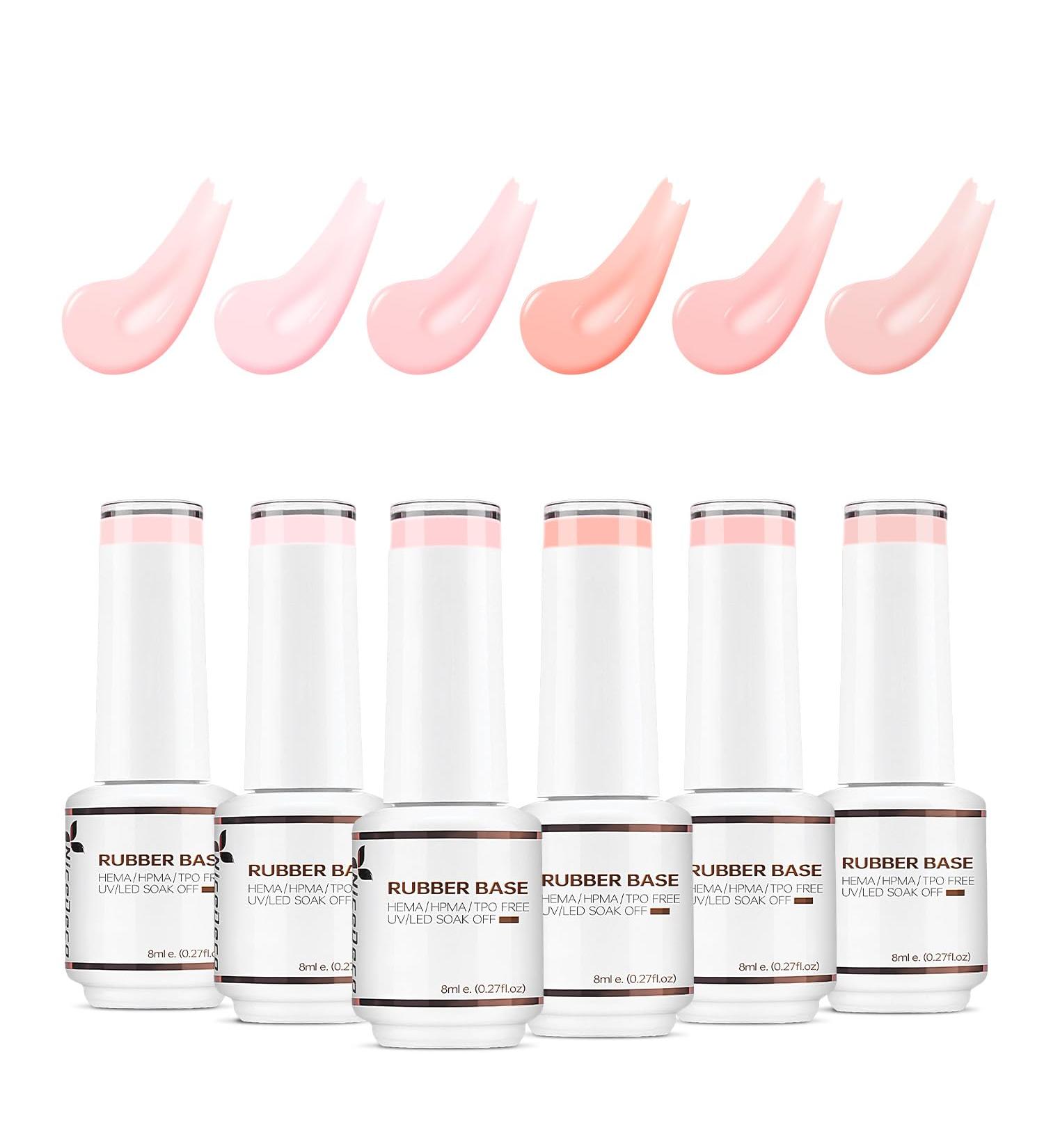 Nicedeco Rubber Base Set - 8ml 6 Colors HEMA Free Soak Off Gel for Gel Nails - International Shipping Available - Buy Online on GoSupps.com
