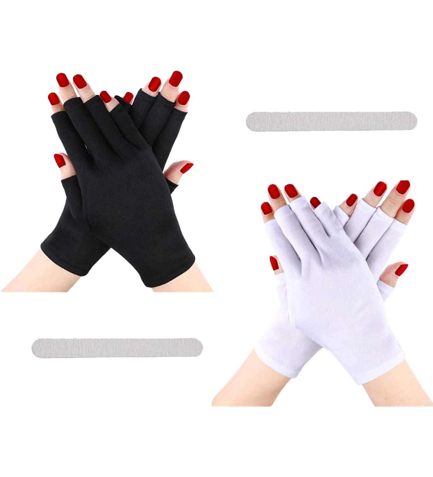 Tongyend UV Gloves for Gel Nails - Professional Fingerless Protection for Nail Lamp Dryer | Outdoor Use - Black/White - Manicure & Skin Care - Buy Online on GoSupps.com