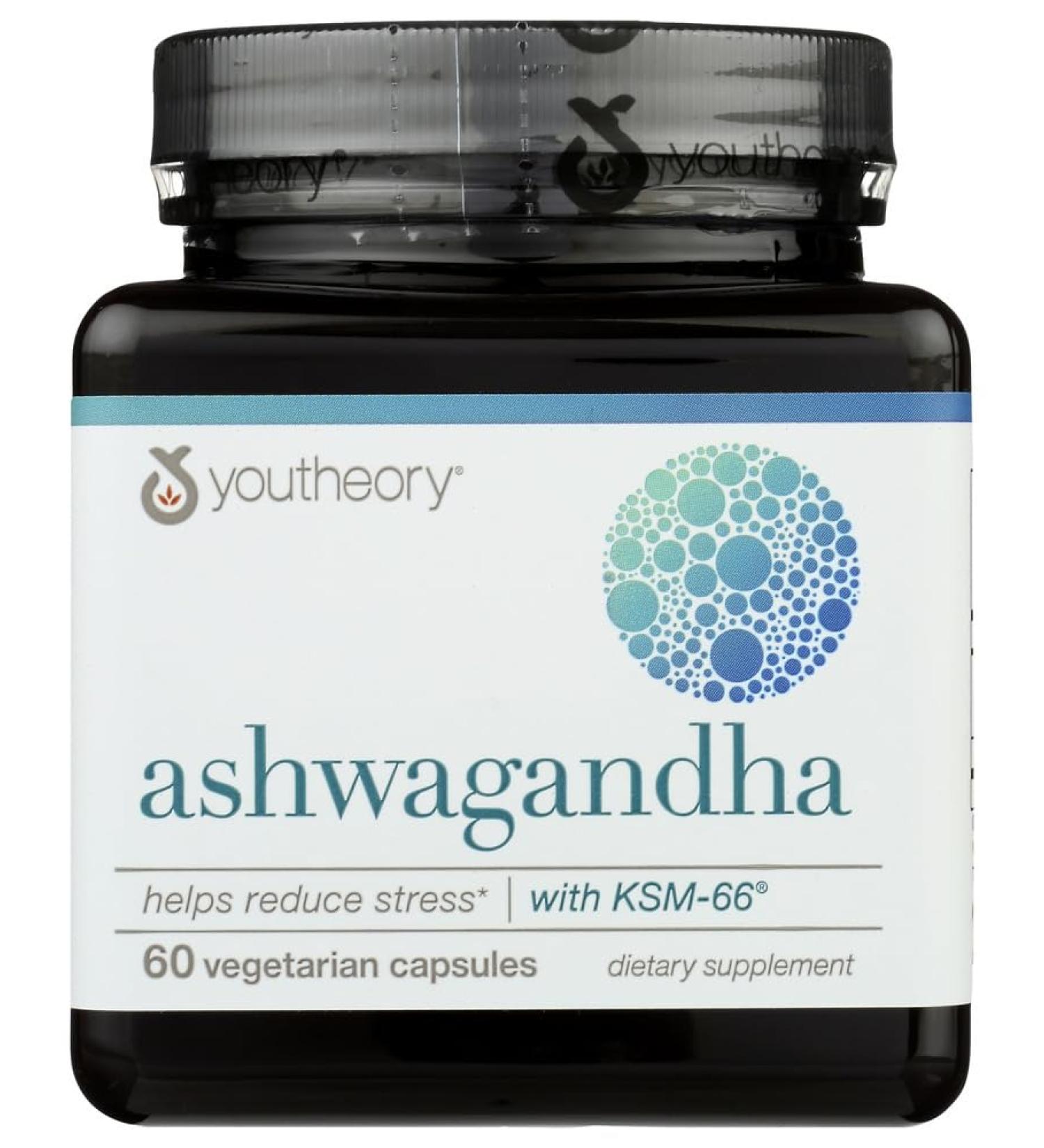 Youtheory Ashwagandha Dietary Supplement Helps Reduce Stress Gluten Free 60 Vegetarian Capsules (Pack of 1) - Buy Online on GoSupps.com