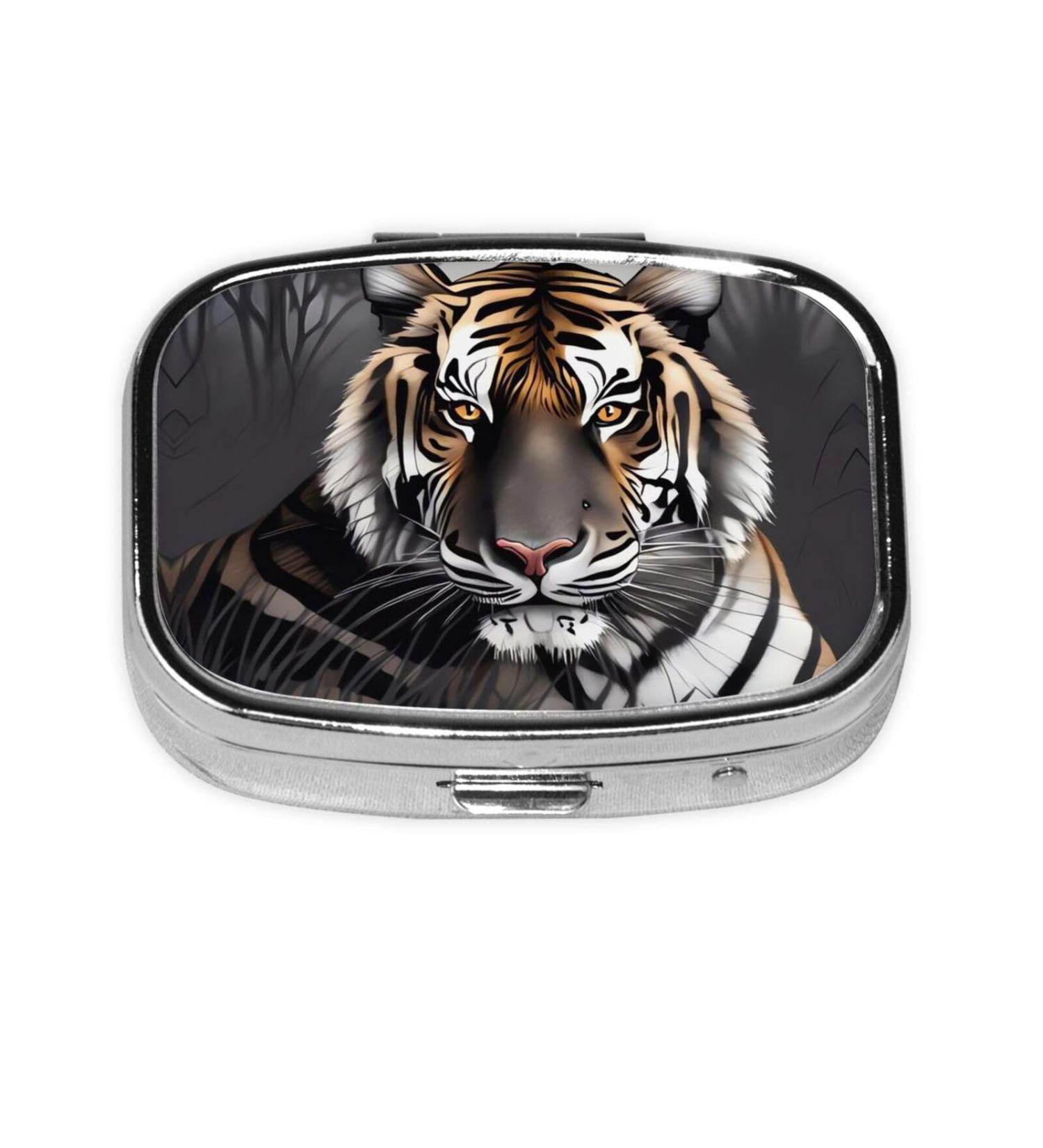Shop Tiger at Rest 2 Compartment Pill Case | Cute Travel Pill Organizer | Small Purse Pill Box for Easy Travel Gifts - Buy Online on GoSupps.com