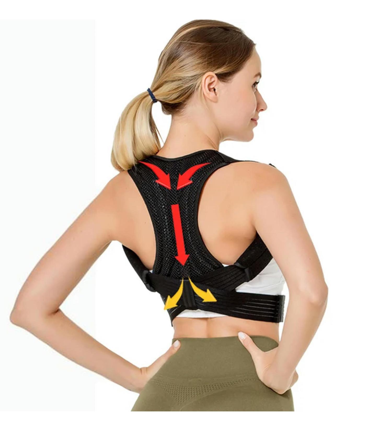 Adjustable Back Posture Corrector Brace Support Belt Back Band Invisible Spine Lumbar Shoulder Posture Correction For Women Men Black S - Buy Online on GoSupps.com